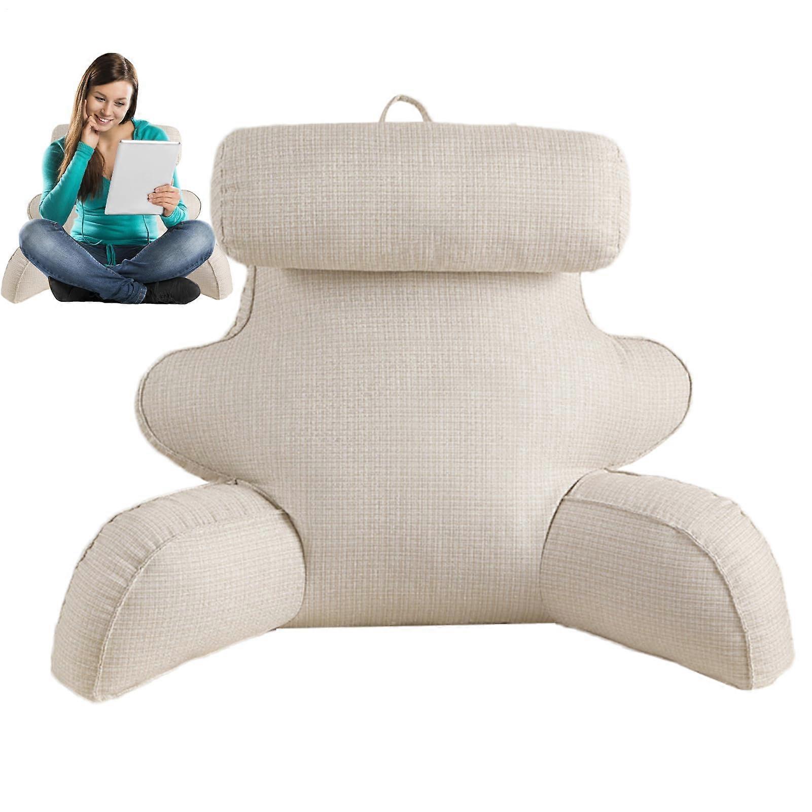 Bed Rest Pillow with Armrests and Headrest – Back Support Cushion for Reading, Working or Gaming in Bed