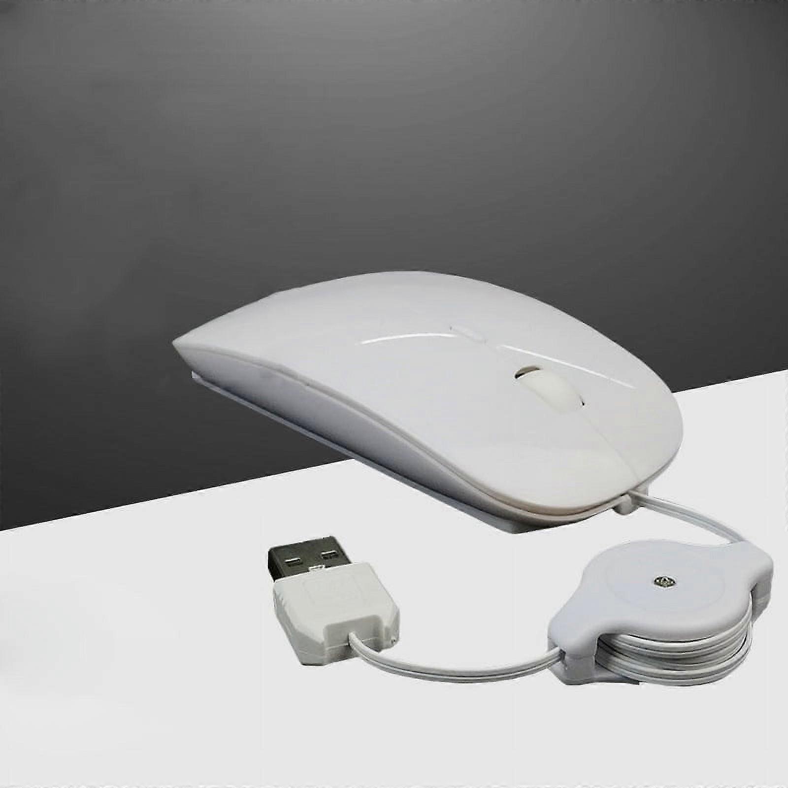 Retractable Wired Mouse Notebook computer telescopic wired mouse Silent Mouse USB Optical Mouse for Office,Games