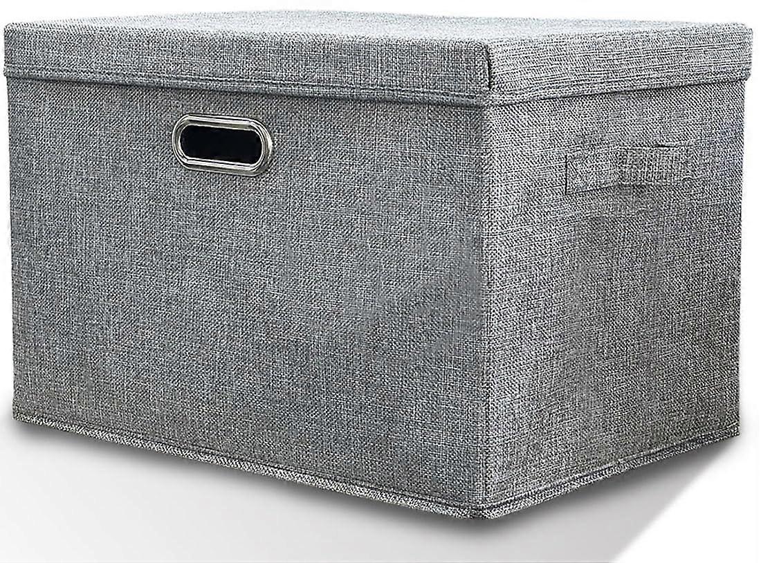 Storage Boxes With Lids Fabric 38 L Collapsible Grey Large Stackable Cube Storage Box For Clothes Toys Keepsakes 1Pc