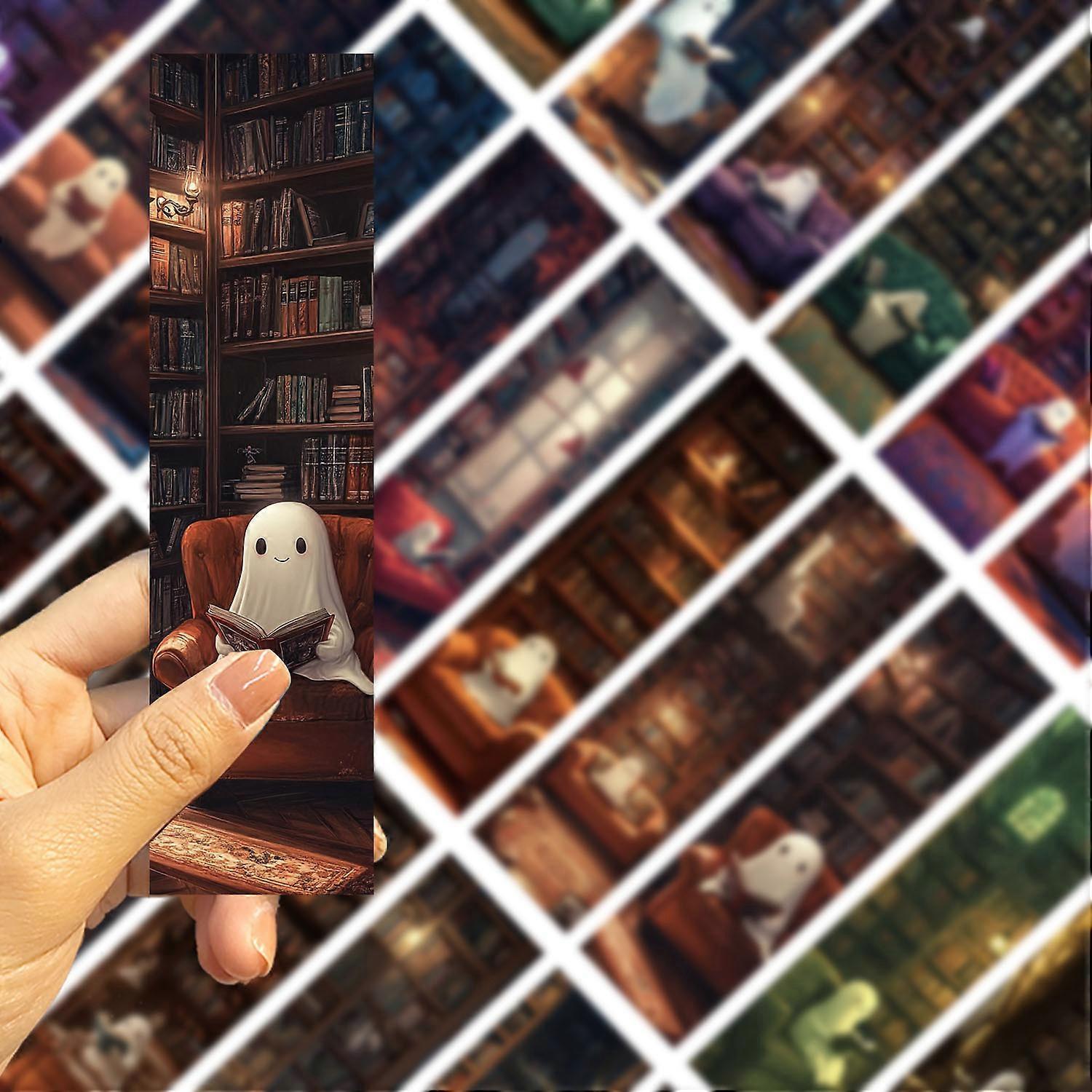 30 Cartoon Ghost Reading Series: Simple Journaling Artistic Creative Materials for DIY Paper Bookmarks (Instagram Style)