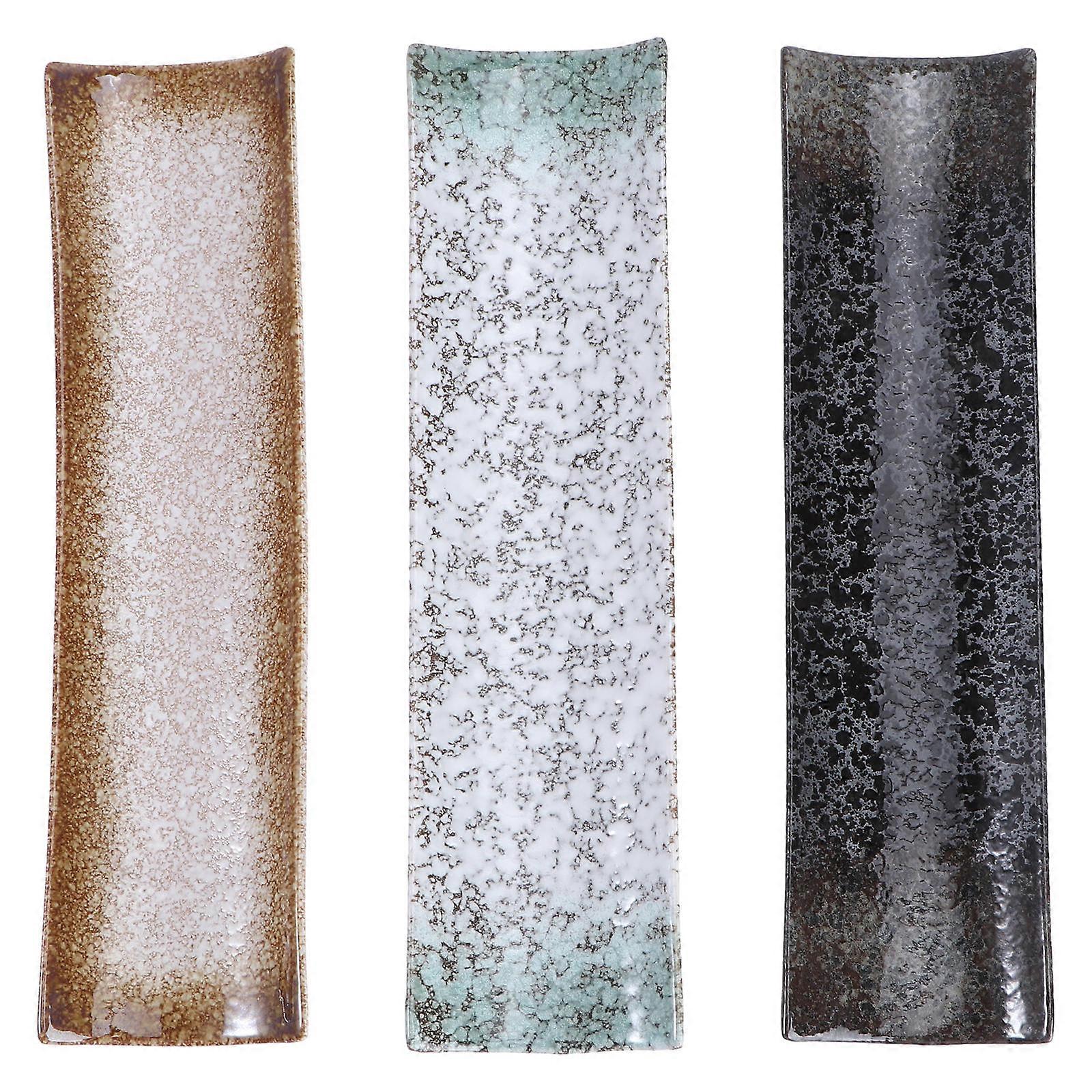 Sushi Boat Serving Tray Rectangular Appetizer Plates Perfect For Friends Home Users Unique Assorted Color 3Pcs