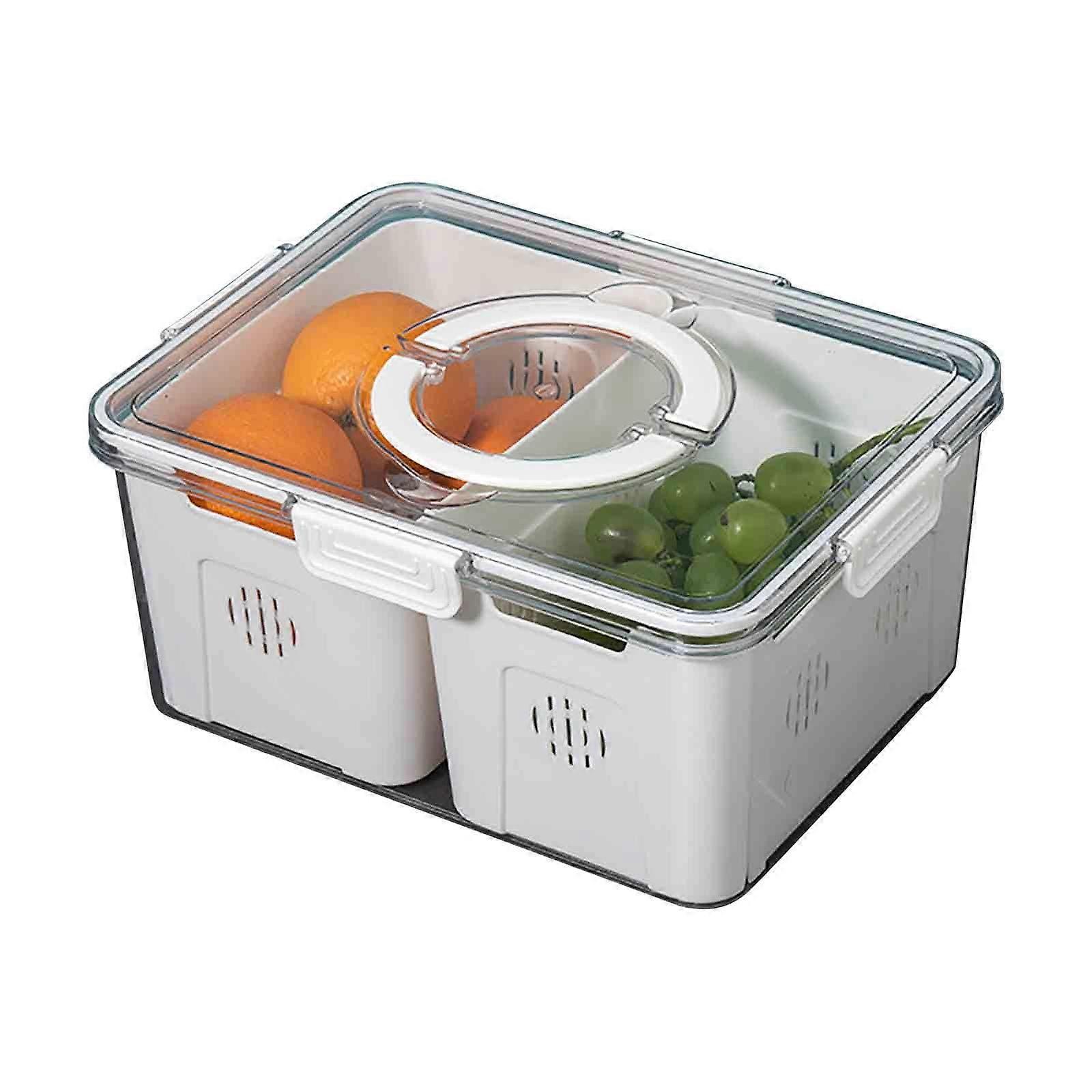 Cailmei Fridge Organizer Bins with Lids, Stackable & Removable Containers for Food, Fruit, Vegetables, Tissue Storage