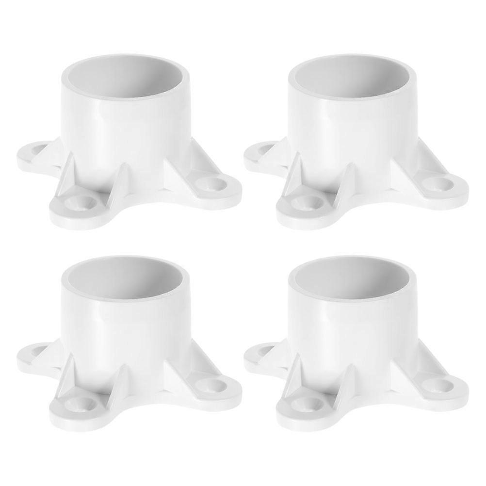 White PVC Table Leg Fittings for Table Screw Caps 4Pcs Package