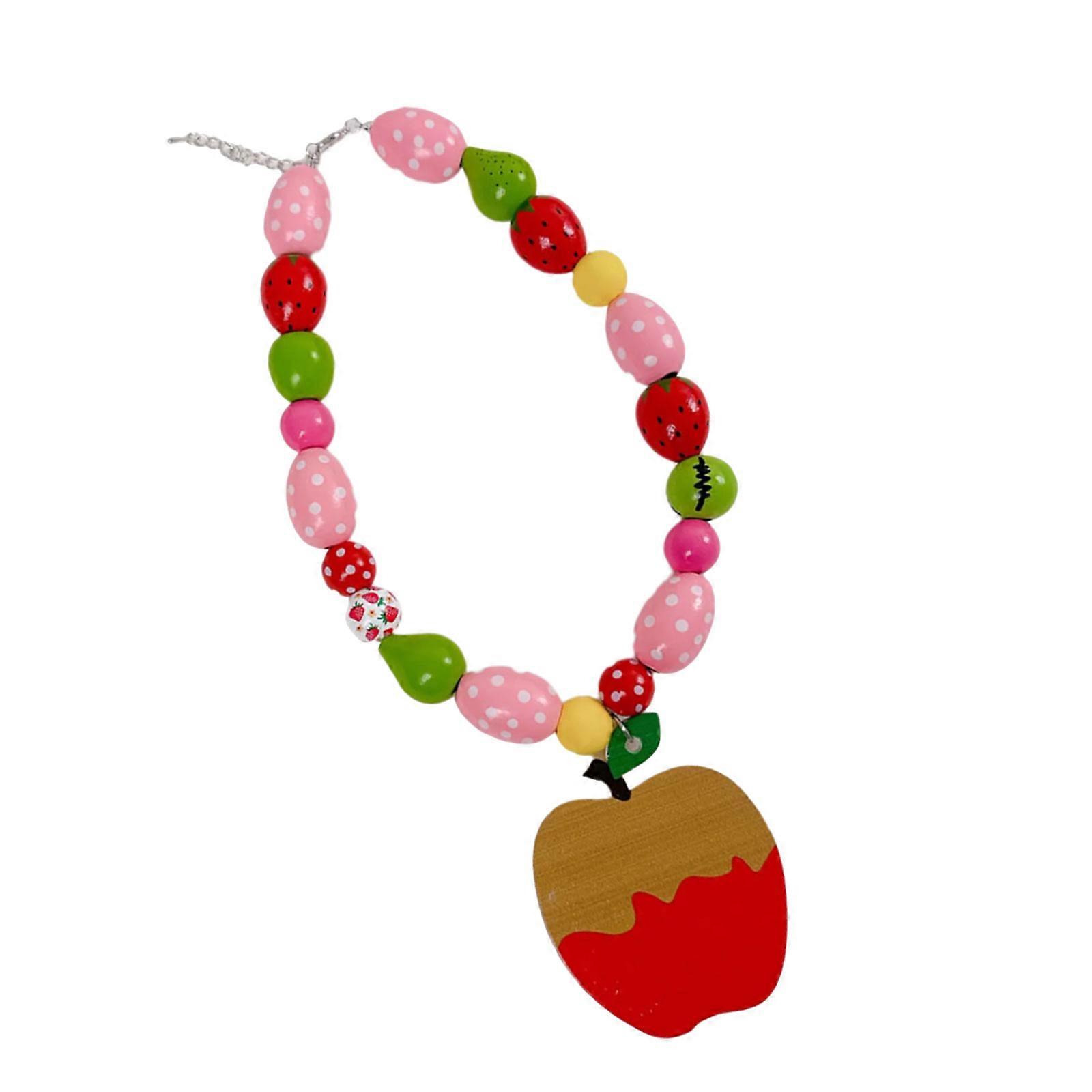 Lightweight Comfort Apples Wood Bead Necklace Crafted for Dopamine Vibes Using Bright Colors Ideal for Everyday and Festive Outfit Enhancement  Red