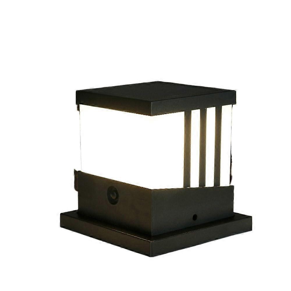 Solar Post Lamp with Adjustable Brightness, Waterproof LED Pillar Light for Garden Patio Courtyard