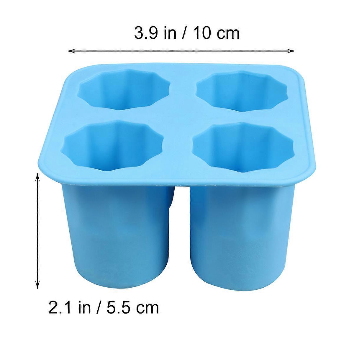 4 Cup Shape Silicone Shooter Ice Cube Glass Mold Maker Summer Cool Ice Mould Ice Cube Tray (Blue)