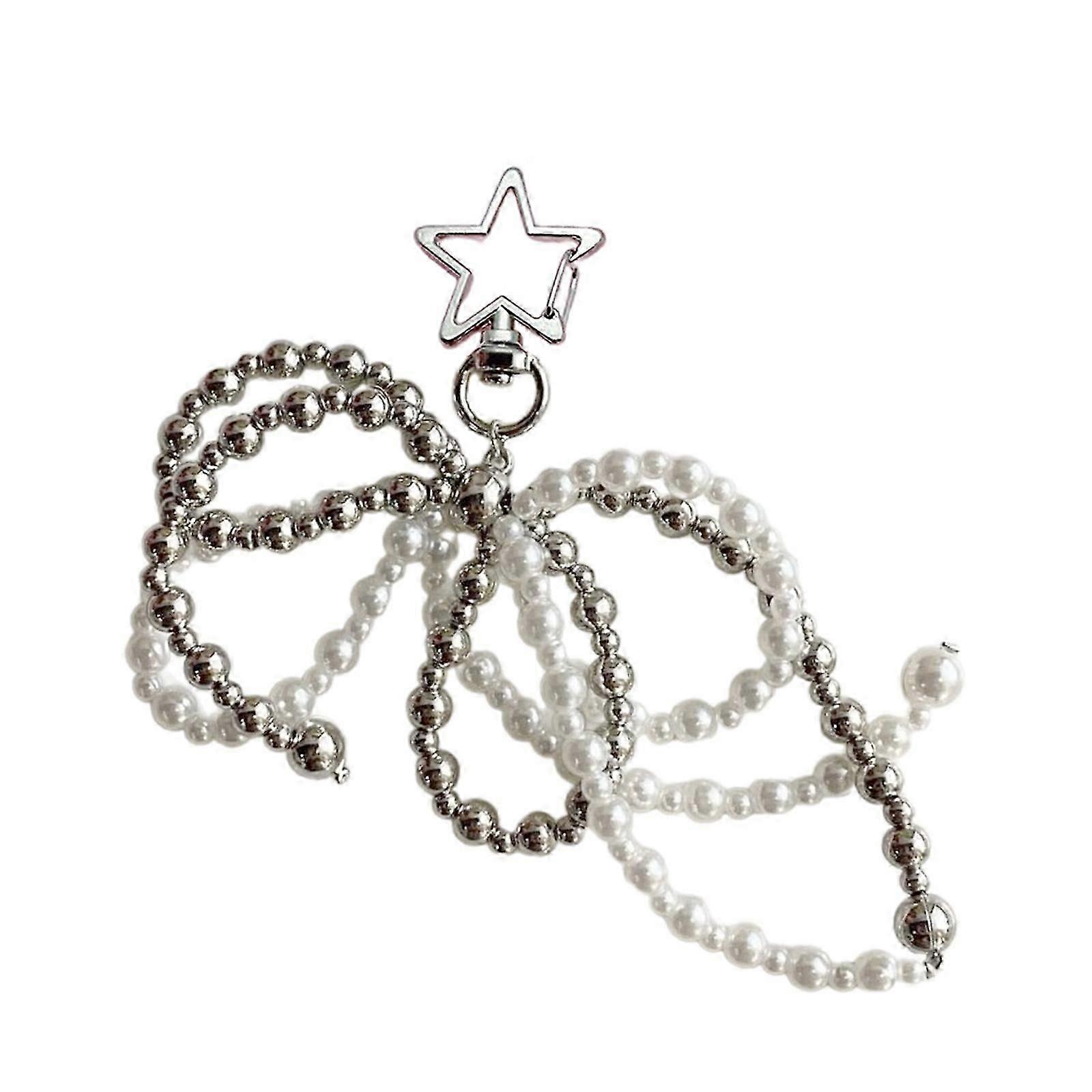 Multifunctional Beaded Keychain Stylish Bag Charm Bowknot Bag Pendant Stylish Key Adornment Beaded Keychain for Daily