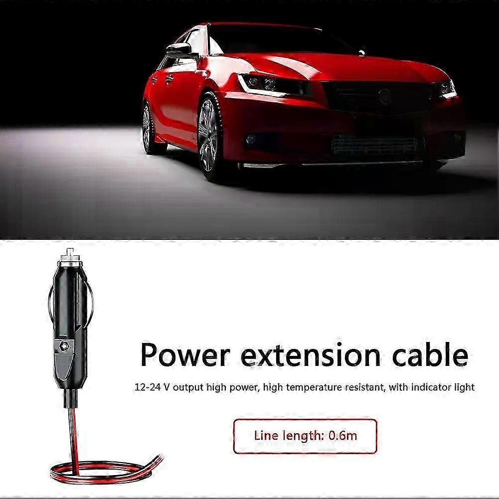 12v 24v Universal Car Cigarette Lighter Plug 20a Fused Male Connector With Wire High Temperature Resistance With Indicator Light