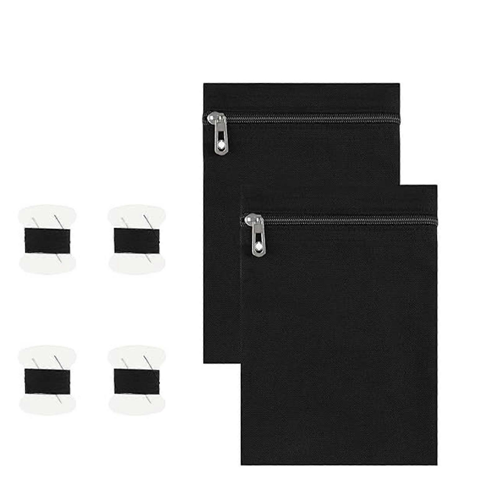 2Pcs Comfortable Invisible Sewn Pocket for Coat Jackets Zippered Canvas Fabric Pocket for Business Outdoor and Daily Use Multicolor