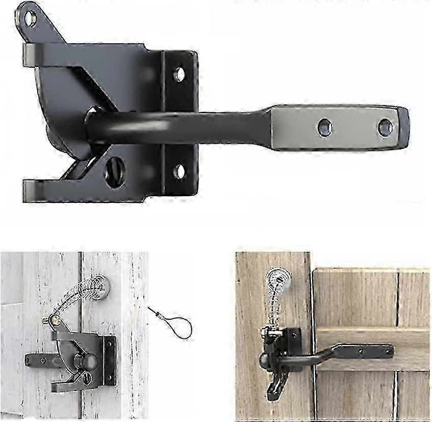 Locking Gate Gravity Door Latch Automatic Gate Latch for Metal Wooden Fences Stainless Steel Spring Loaded with Adjustable Gate Latch Longer Fasteners