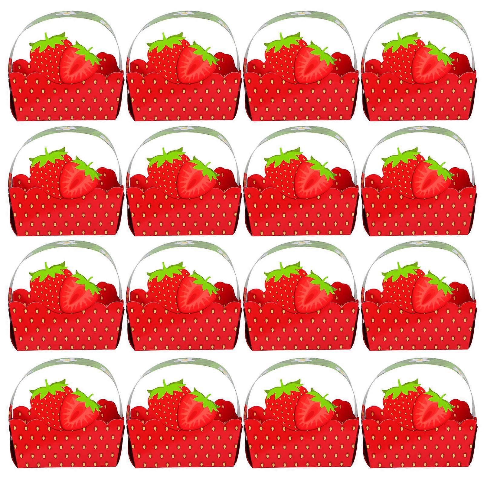 Red Fruit Paper Snack Boxes for Storage Use 20Pcs with Handle