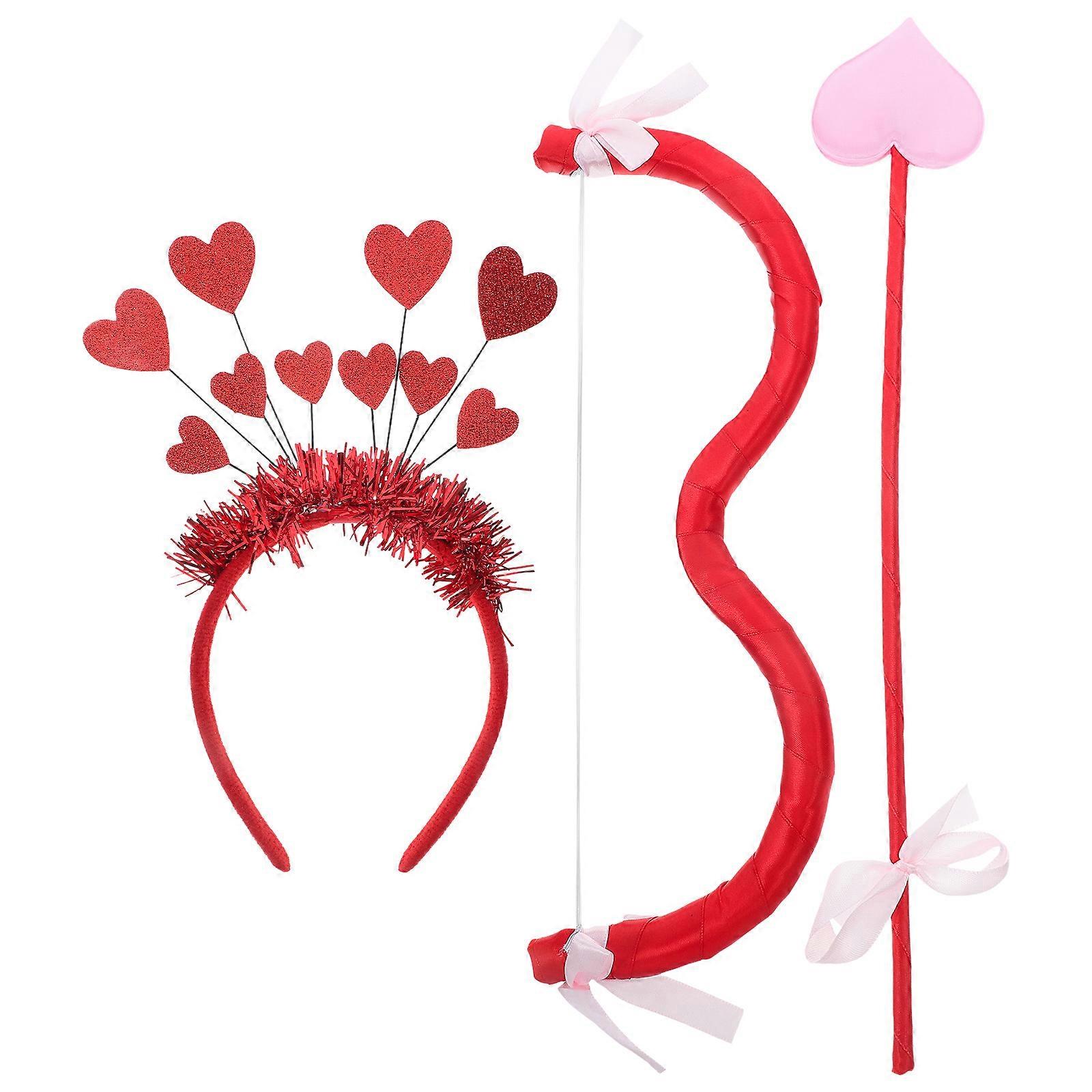 1Set Cupid Bow and Arrow Set for Valentine Party Red Accessory