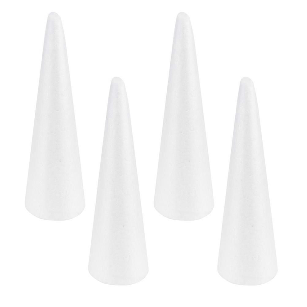 White Foam Cone Cone Shaped Crafts for DIY Decoration 4Pcs