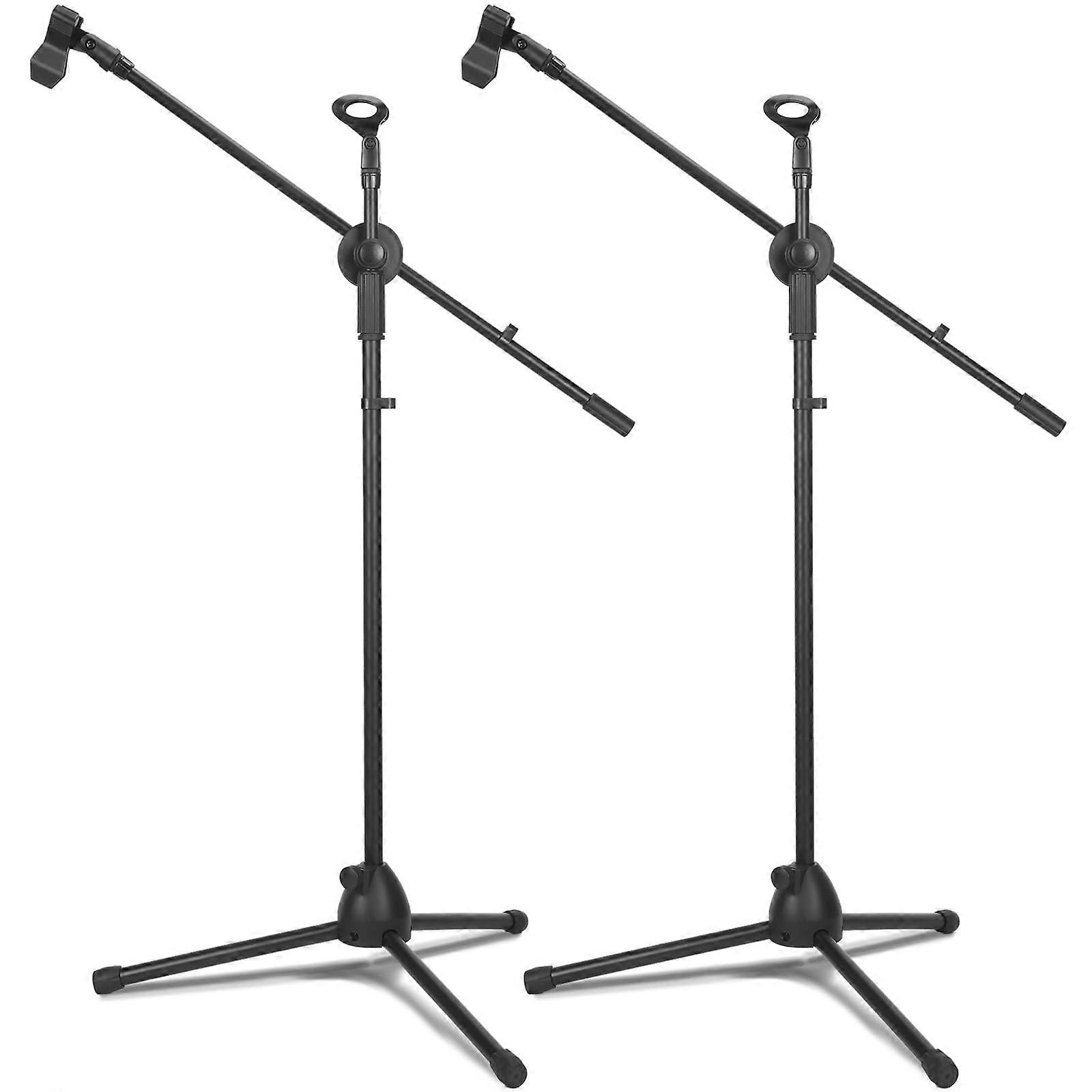 Microphone Stand Set with Adjustable Height, Dual Holders and 360° Boom Arm for Stage and Studio