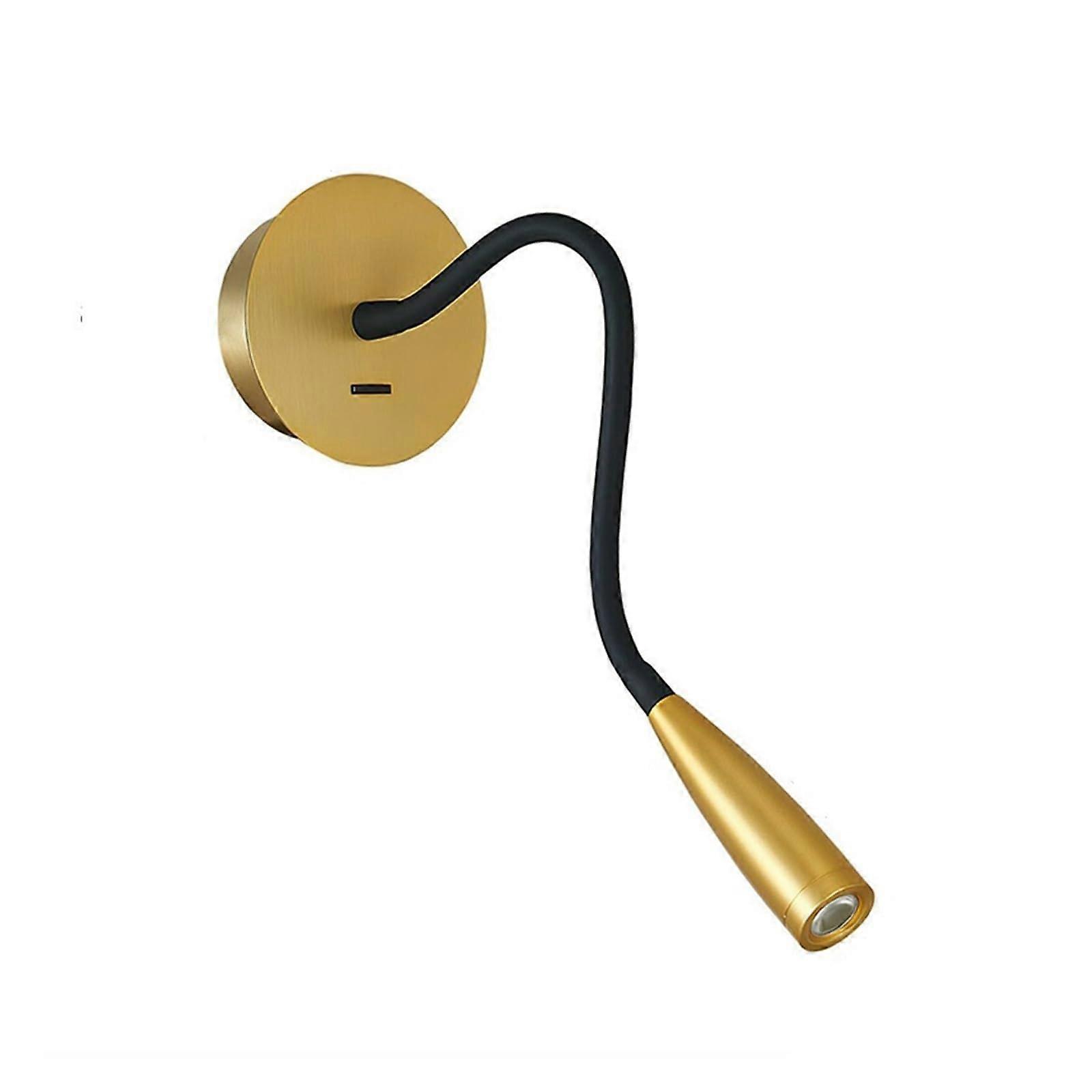 LED Flexible Gooseneck Reading Wall Lamp Modern Bedside Spotlights Nature White C-Golden for Hotel and Study