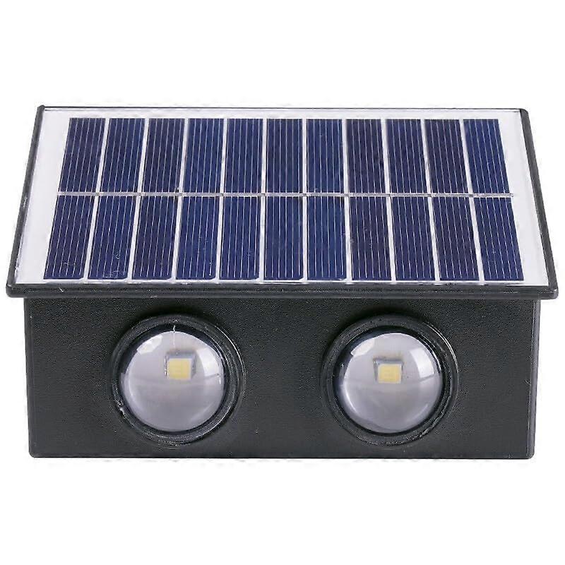 Solar Wall Light Outdoor LED Solar Powered Up Down Sconce IP65 Waterproof Automatic Sensor Lamp White 4 Bulbs