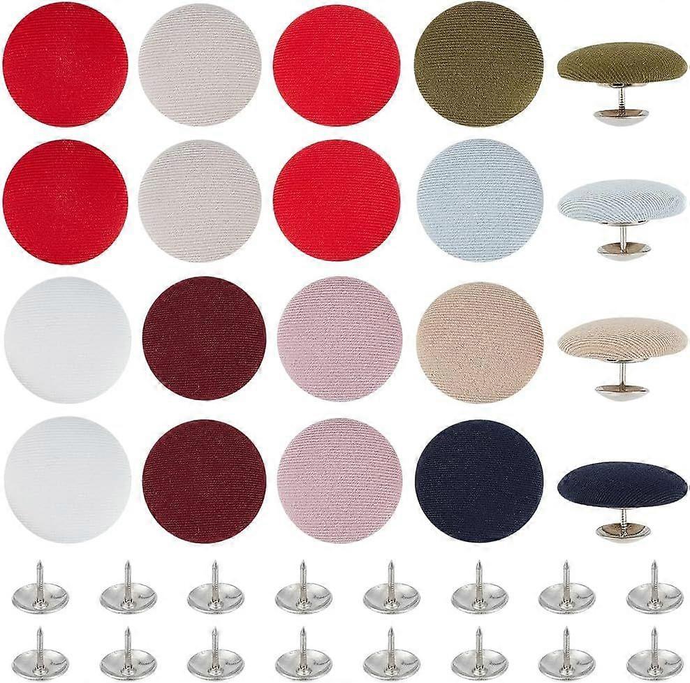 20 Set 10 Color Cloth Covered Metal Shank Round Buttons 25mm/0.98 Inch Baseball Cap Button Top Replacement Sewing Fabric Covered Buttons for Hats Jean