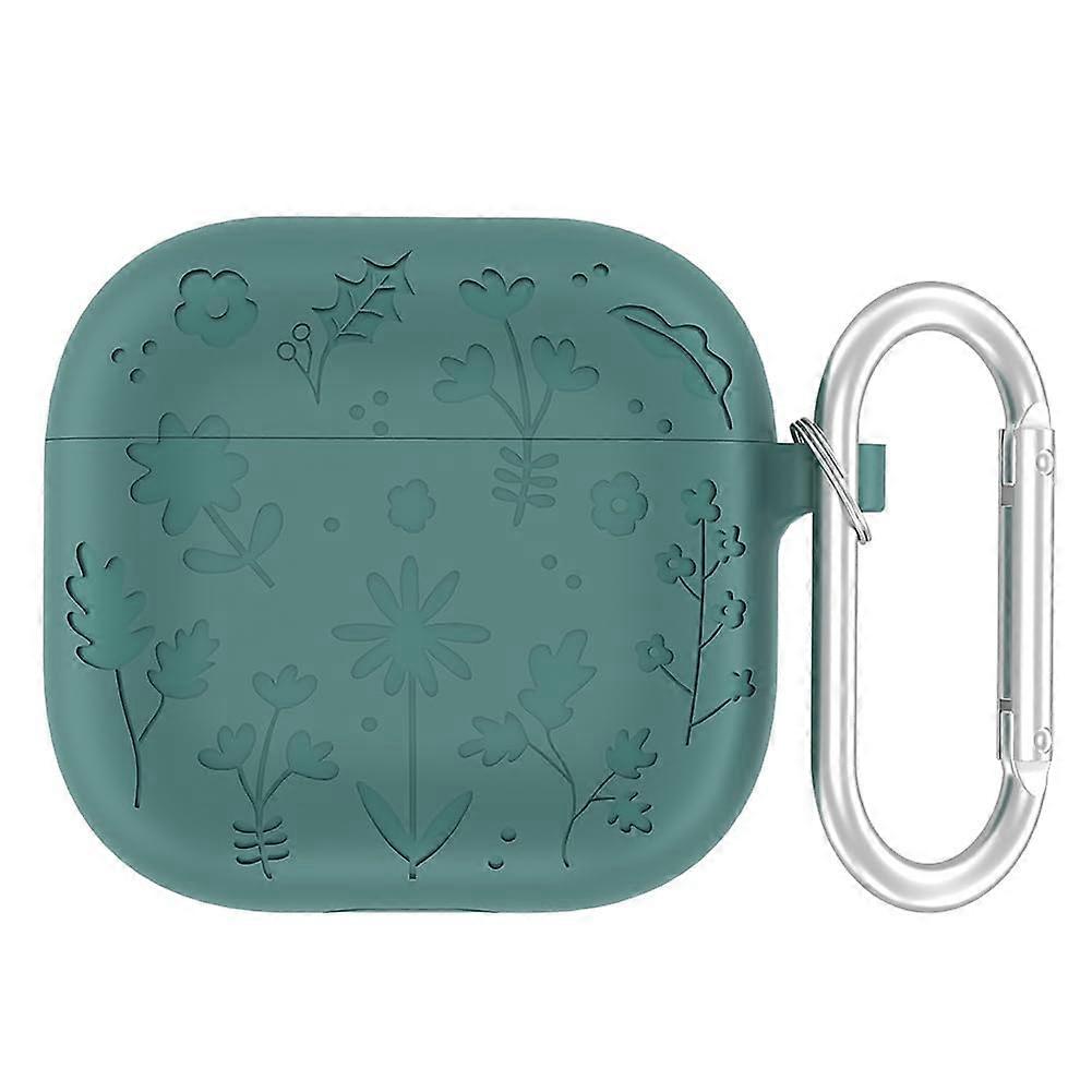 Earphones Case for Airpods 4  Model Silicone Shockproof Protective Cover With Carabiner Dunkelgrun
