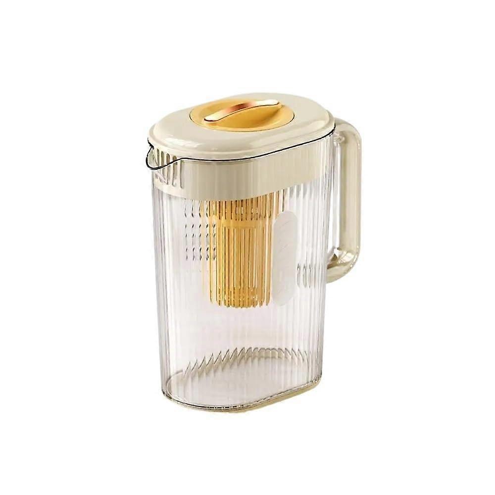 Large Capacity Tea Pitcher with Lid and Spout for Hot or Cold Drinks, Yellow Plastic Jug