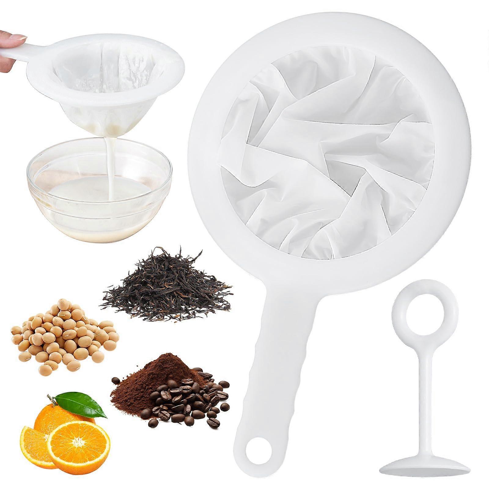 Fine Mesh Strainer 2 Pack with Handle Ultra Fine Nylon for Juicing and Smooth Pulp Filtering