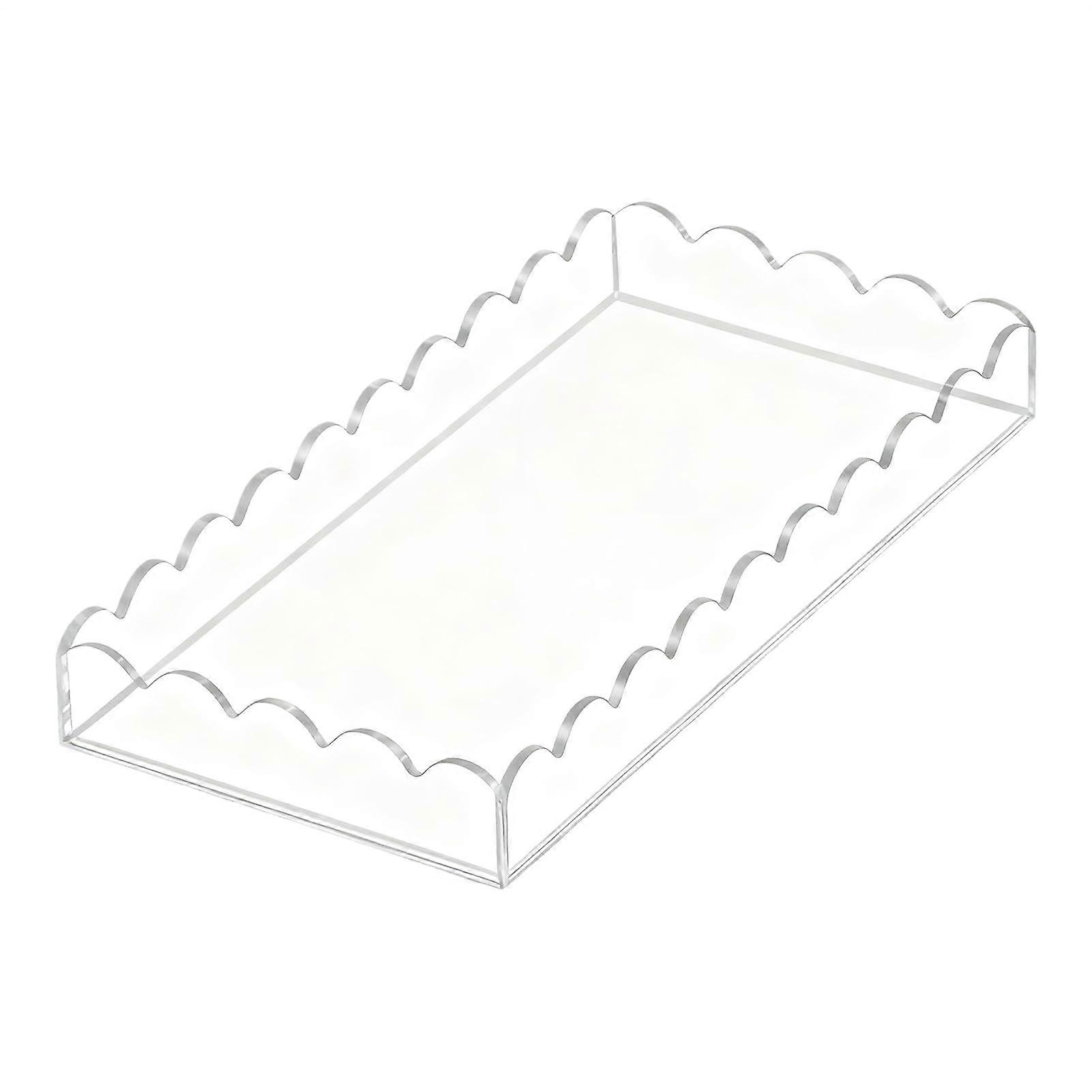 Clear Acrylic Vanity Tray Bathroom Counter Organizer with Scalloped Design and ScratchResistant Finish