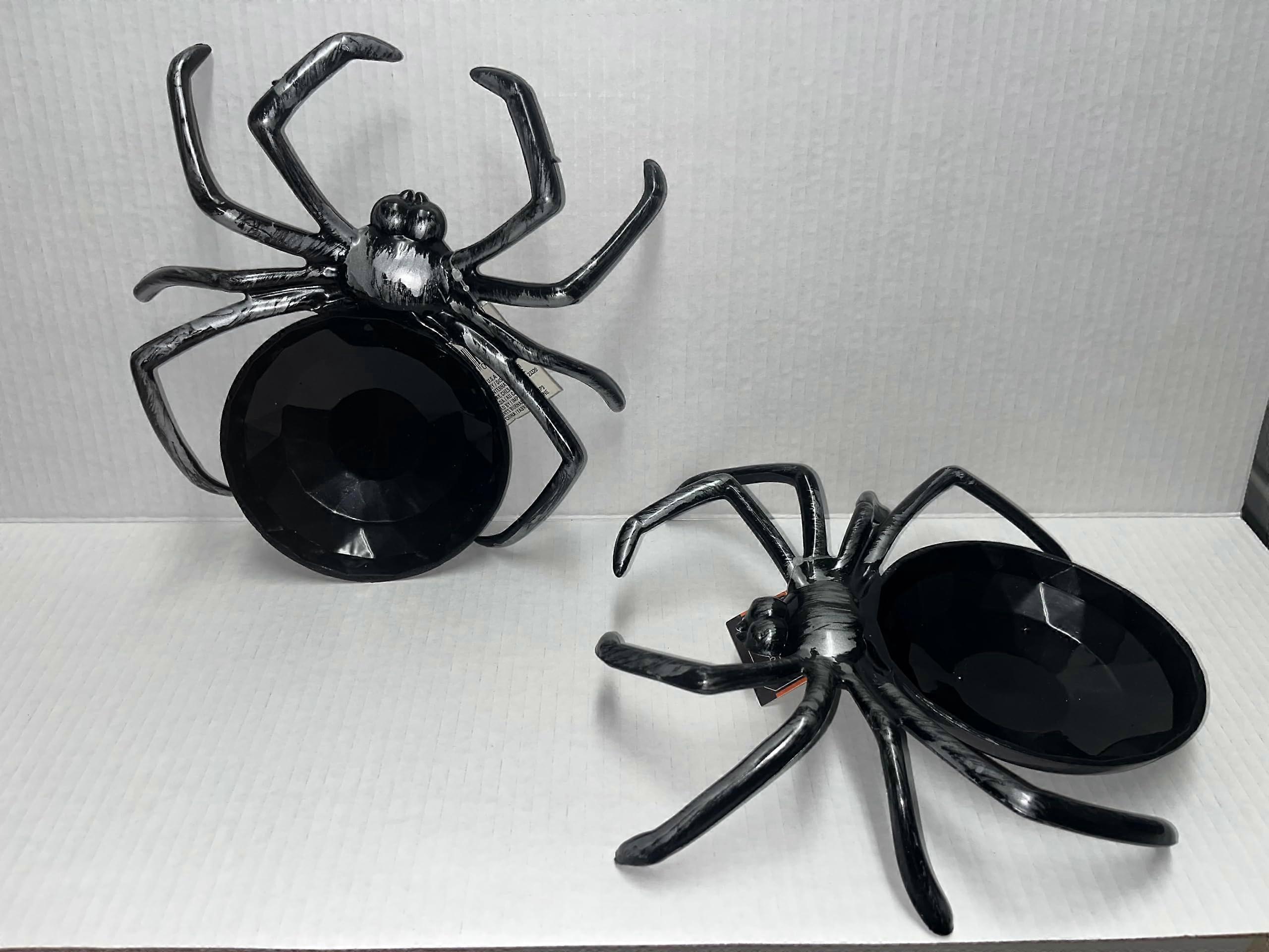 Large Black Spider Halloween Candy Bowl 2Pack, Decorative Serving Dish for Party Snacks