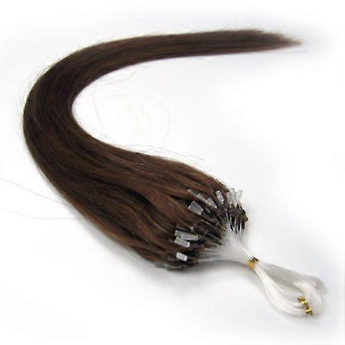20 Inch Loop Micro Ring Remy Human Hair Extensions Dark Brown Straight 100 Strands