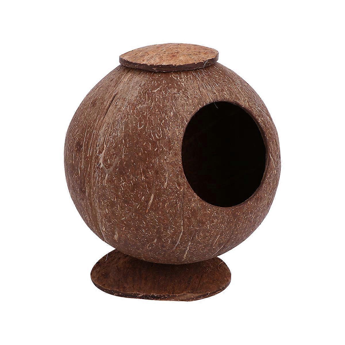 Polished Coconut Shell Bird Nest for Squirrel Breeding Natural Design