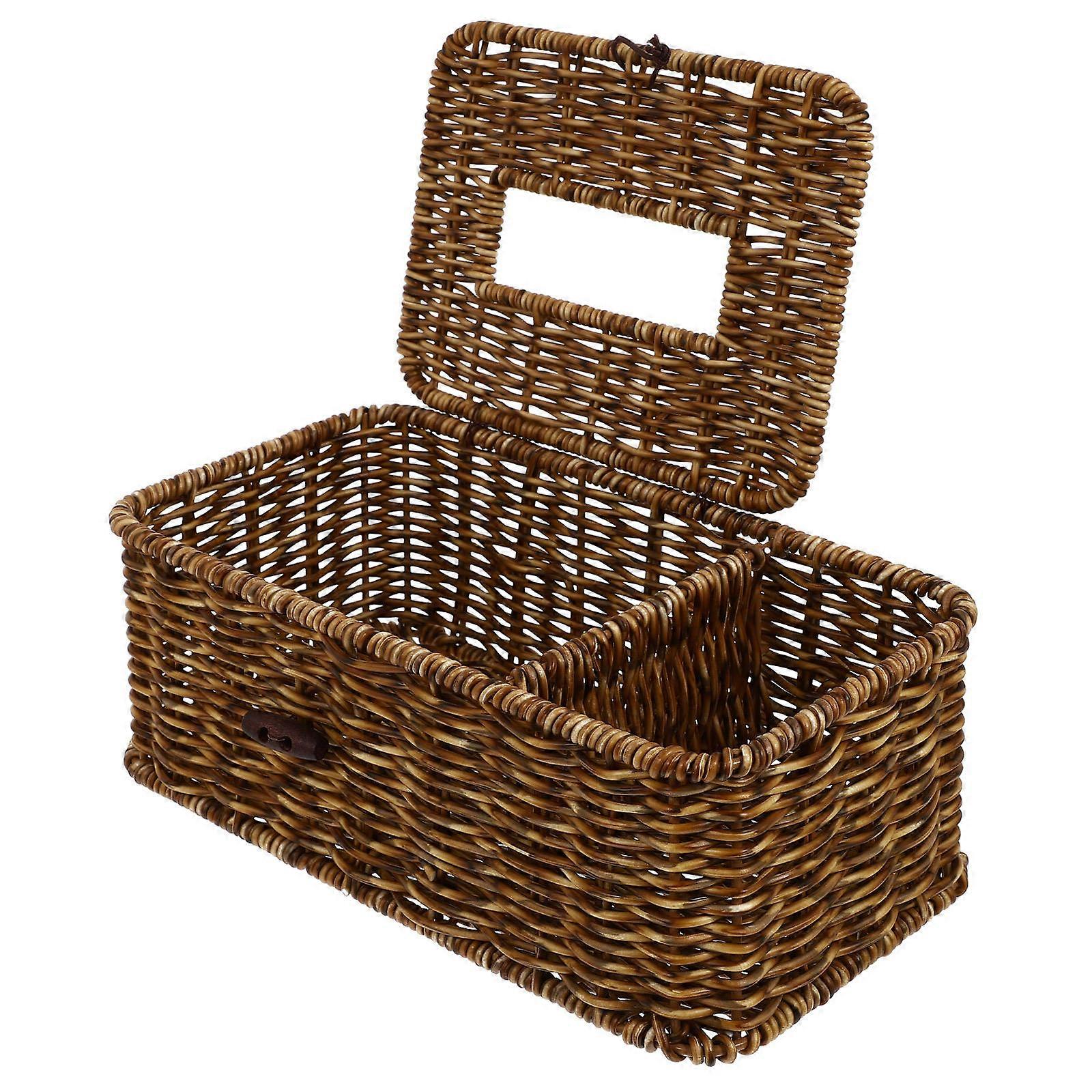 Paper Container Coffee Hand-Woven Box for Home 1Pcs Tissue Box