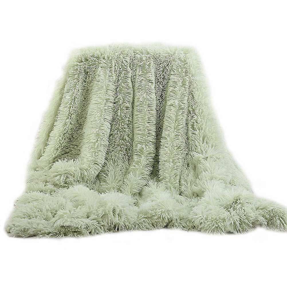 Fleece Blanket Bed Blanket for Warming Use Plush Throw in Green