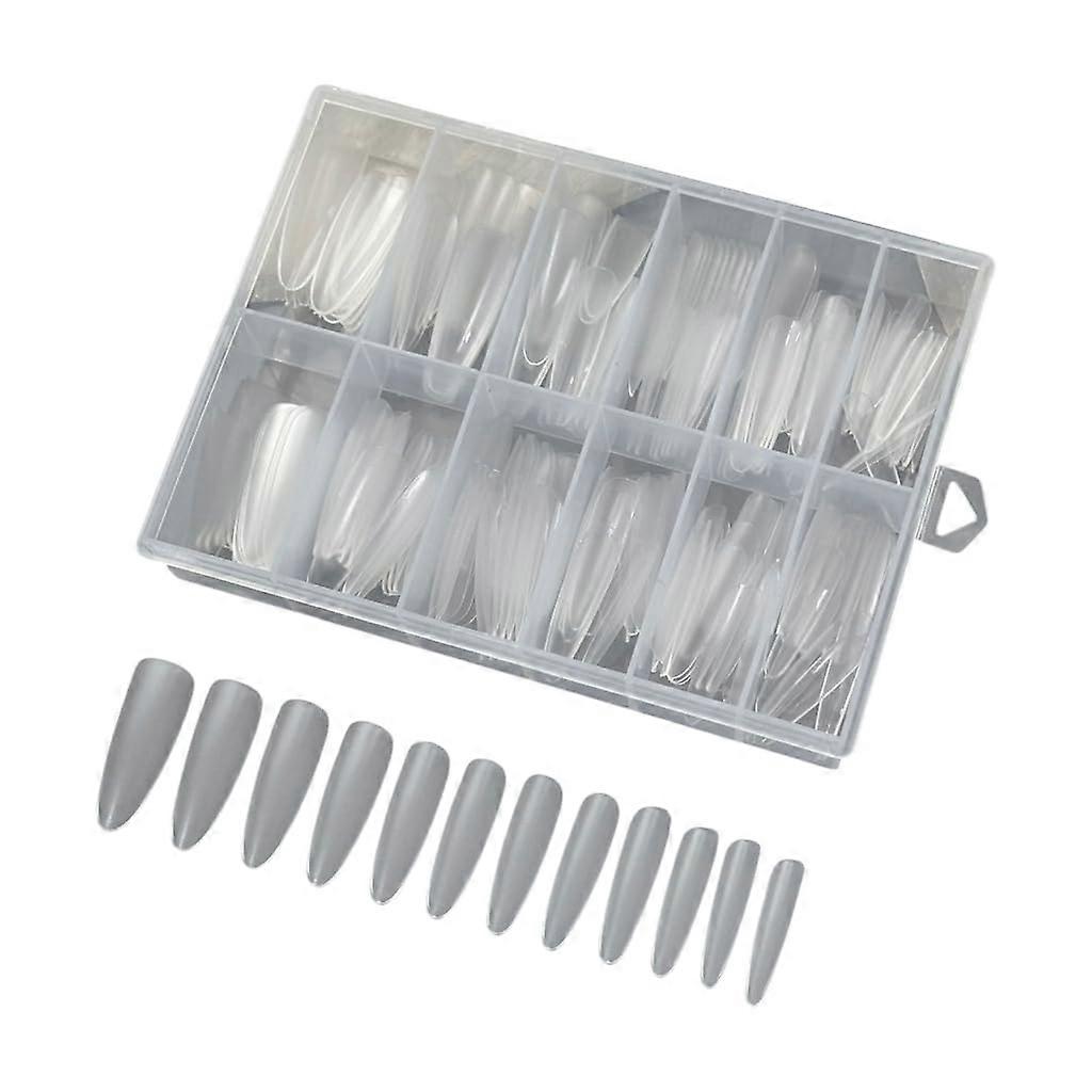 240 Pcs Extra Long Clear Press On Nails Full Cover False Nail Tips Set Multiple Sizes