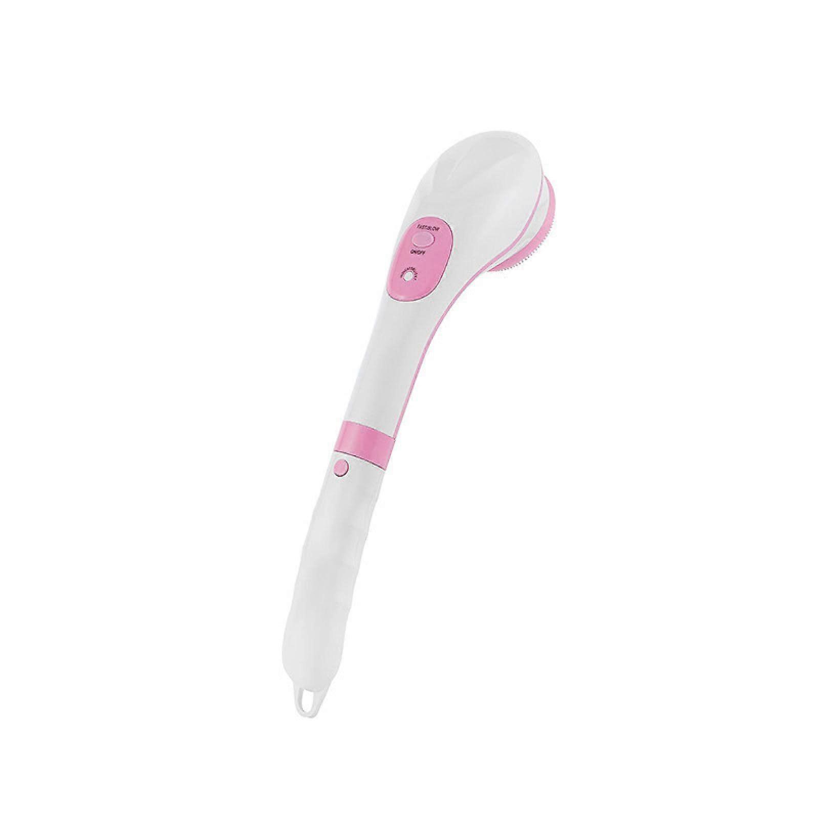 Electric Bath Brush with Long Handle Reach, Rechargeable Shower Scrubber and Massage Function Pink
