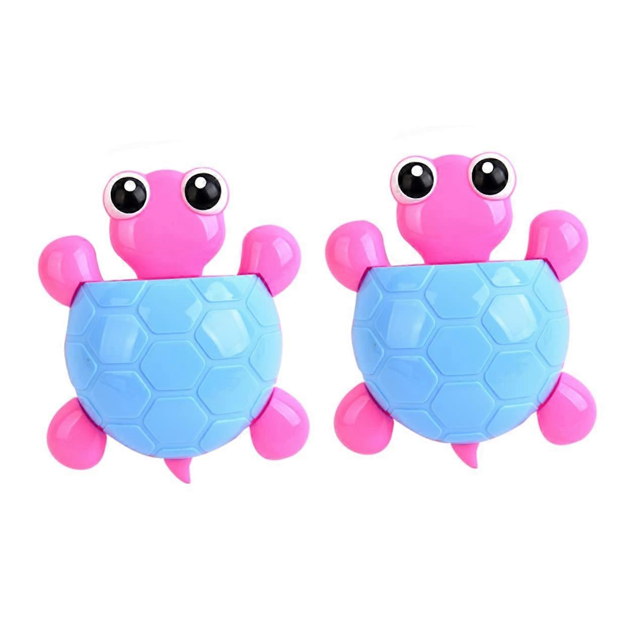 2pcs Blue Turtle Cute Suction Cup Toothbrush Holder and Toothpaste Bathroom Organizer