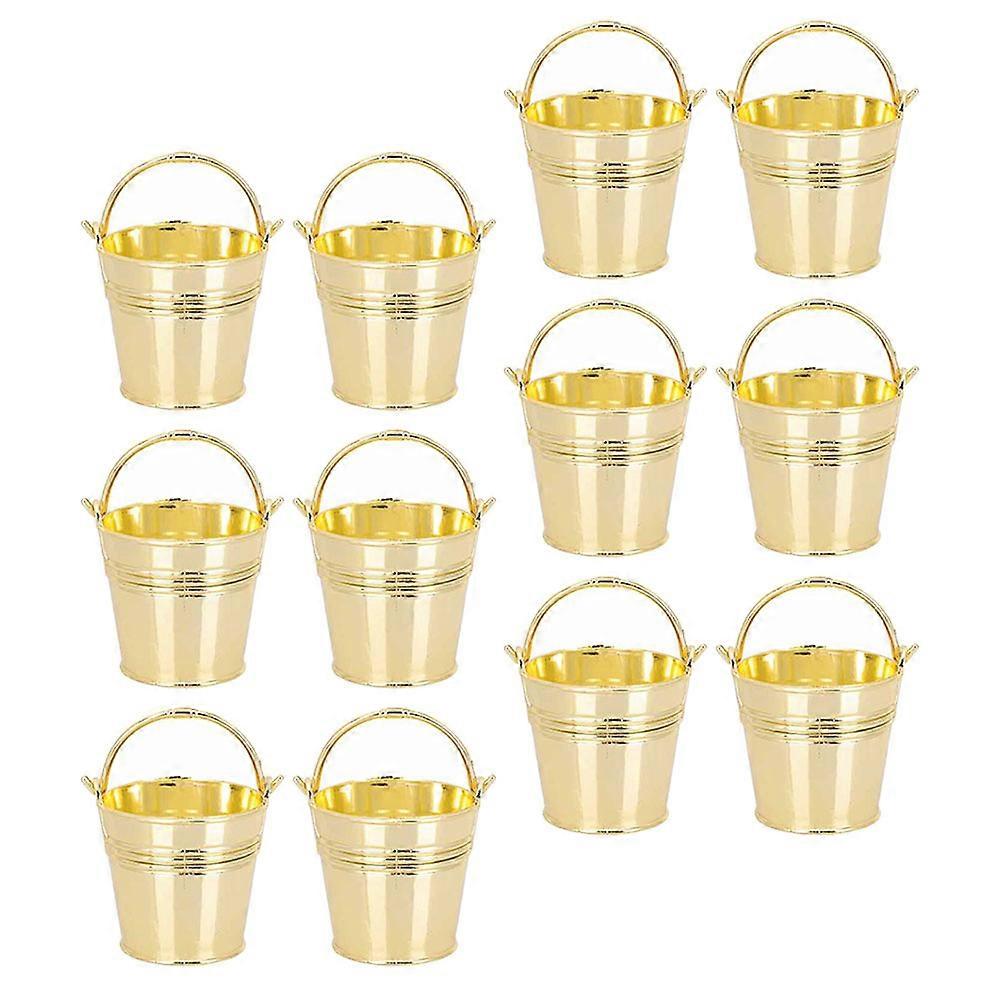 Golden Candy Bucket Small Plastic Bucket for Storage Use 12Pcs Group