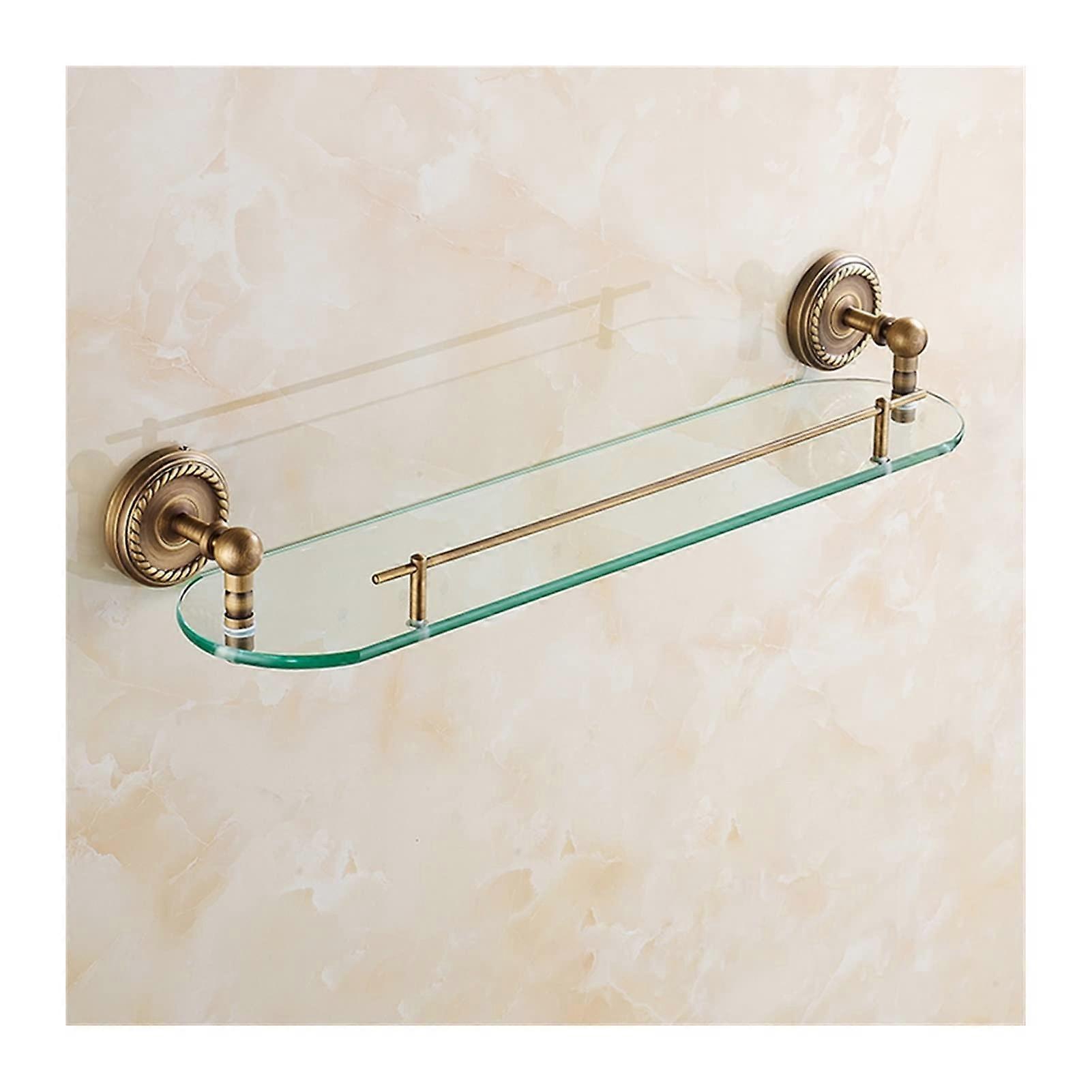 Bathroom Shelf Copper Antique Single Layer with Towel Hook Wall Mounted Shower Storage Rack