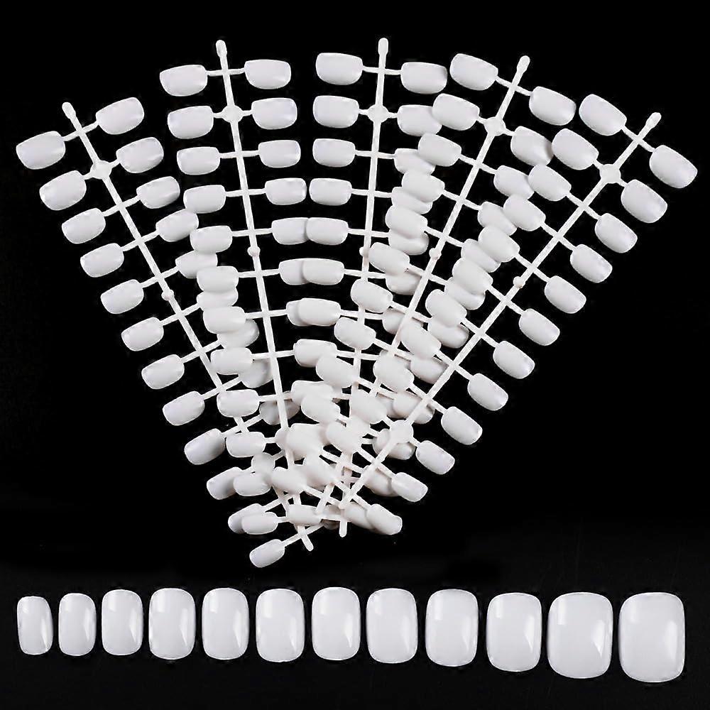 600pcs Short White Acrylic False Nails Full Cover Press On Set with 10 Size Options
