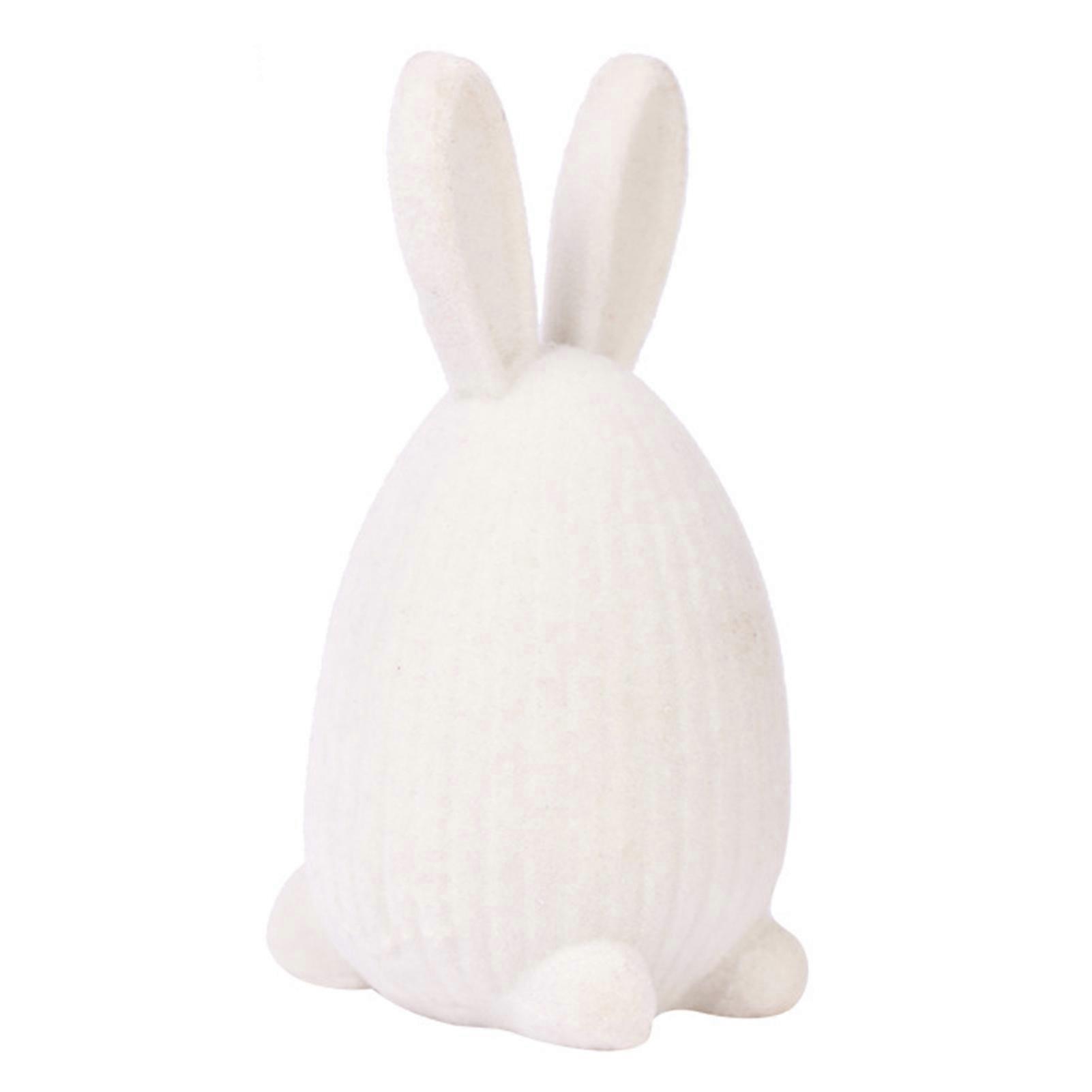Resin Flocked Easter Bunny Egg Figurine for Tabletop and Home Decor