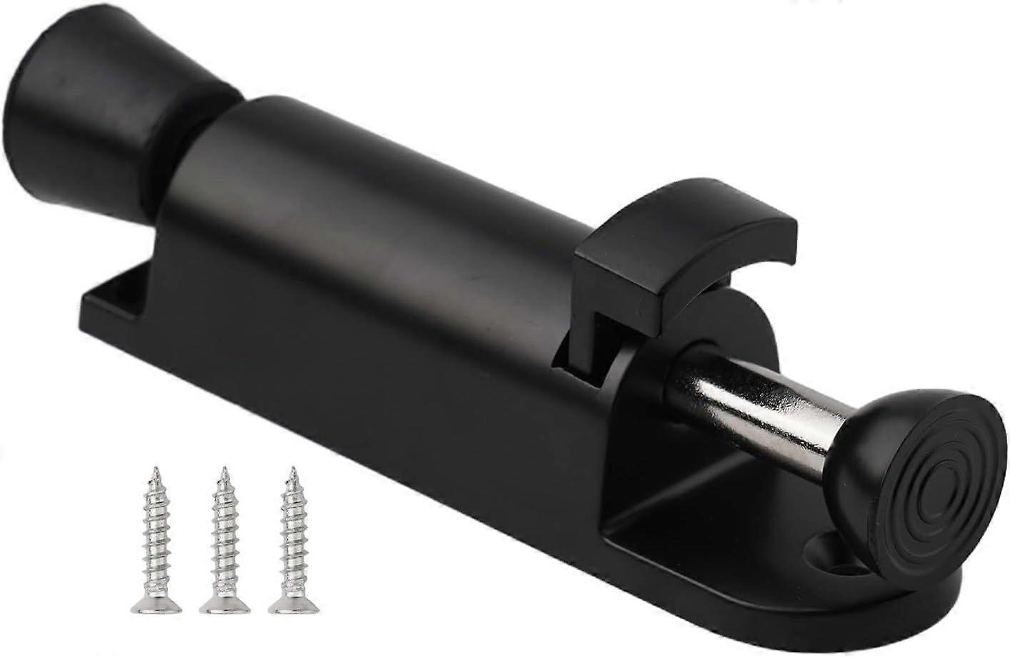 Adjustable spring-loaded zinc alloy door stop - Door damper - Black - Robust - Base support