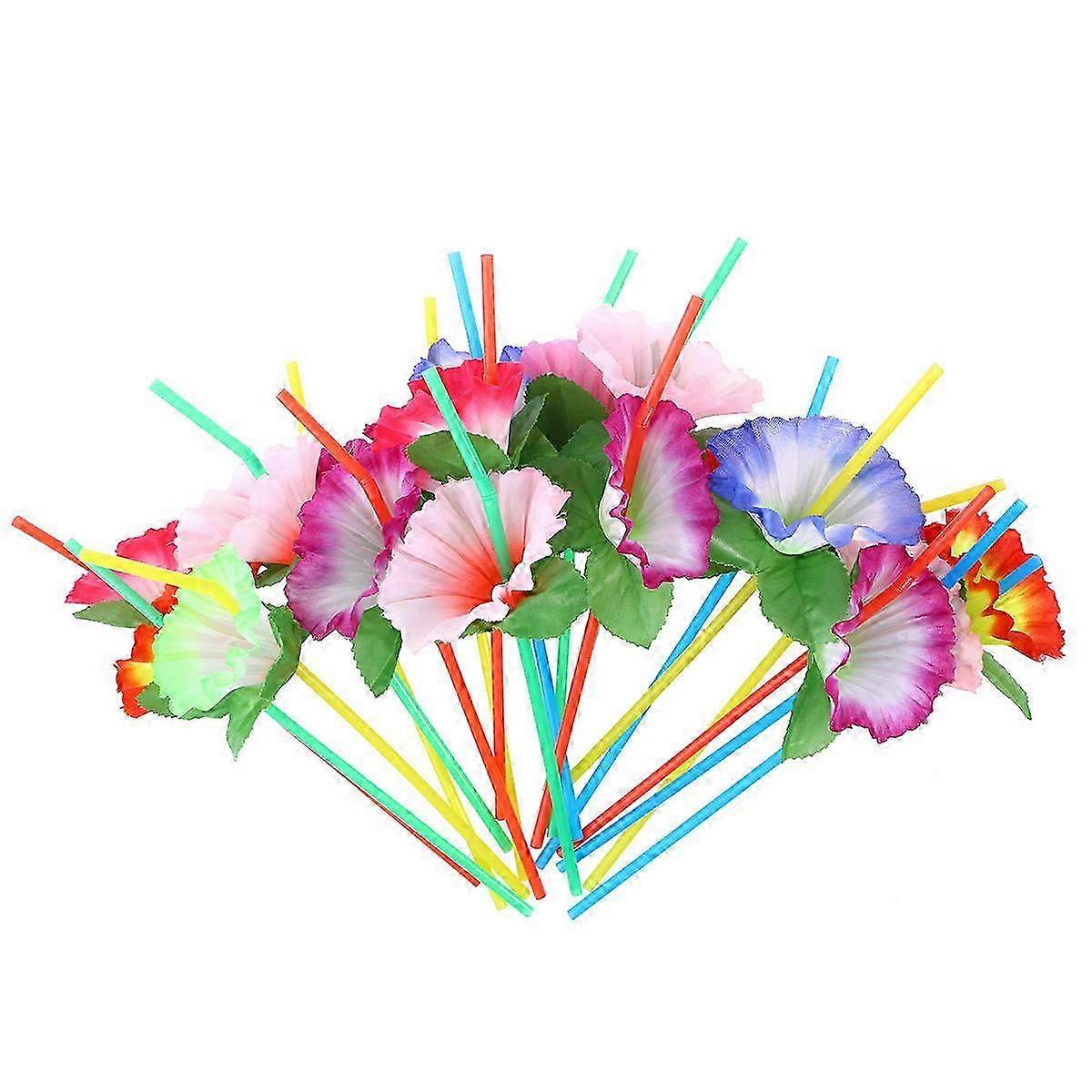 Flower Shaped Bendable Drinking Straws for Party Decor, 24 Pack