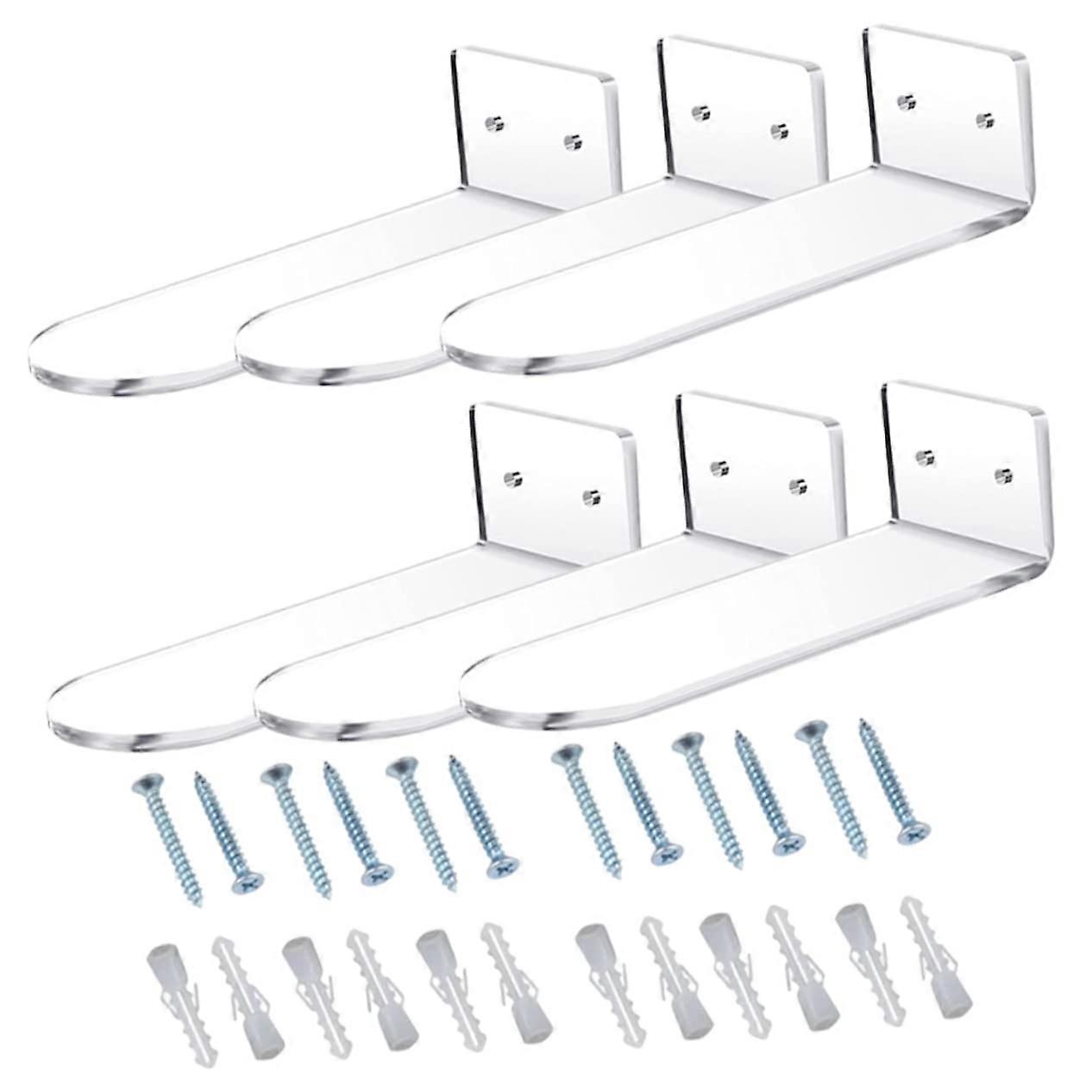 6pcs Acrylic Floating Shoe Display Rack with Protective Smooth Edges for Wall Mounted Sneaker Storage