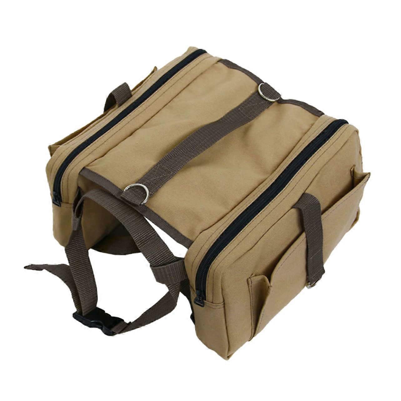 Dog Hiking Backpack Carrier with Adjustable Harness, Dual Side Pockets, Durable Canvas for Camping