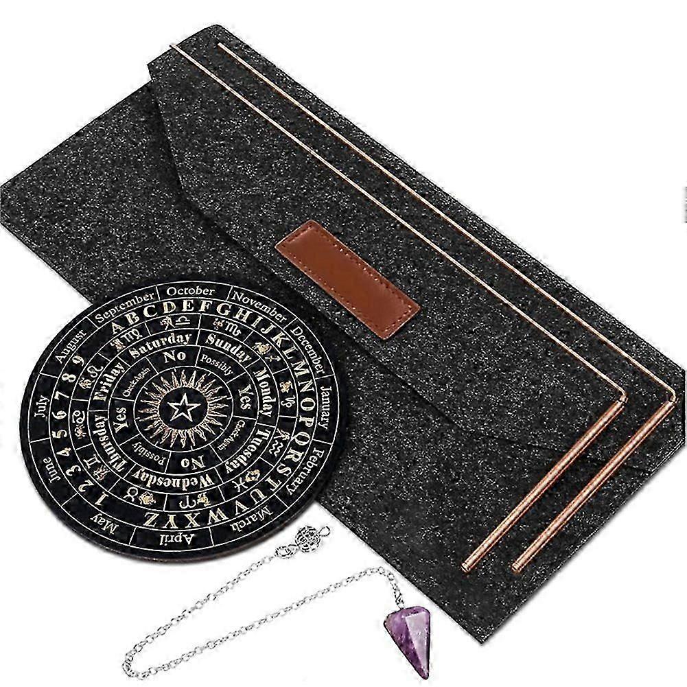 Copper Dowsing Rods Kit - Bag Pendulum Board Set Spiritual Divination Tools compatible Water Divining Witching, Paranormal