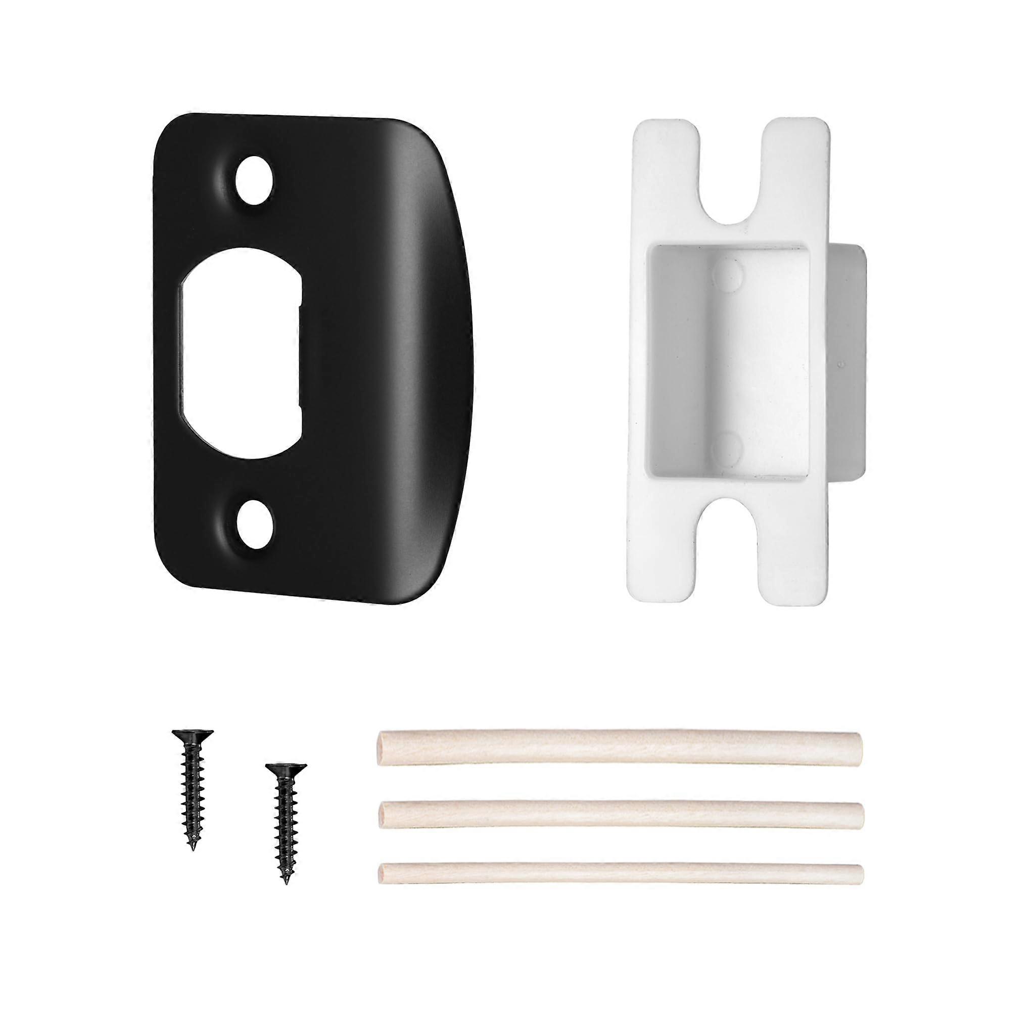 Matte Black Interior Door Strike Plate Adjustable Security Latch Replacement Single Pack