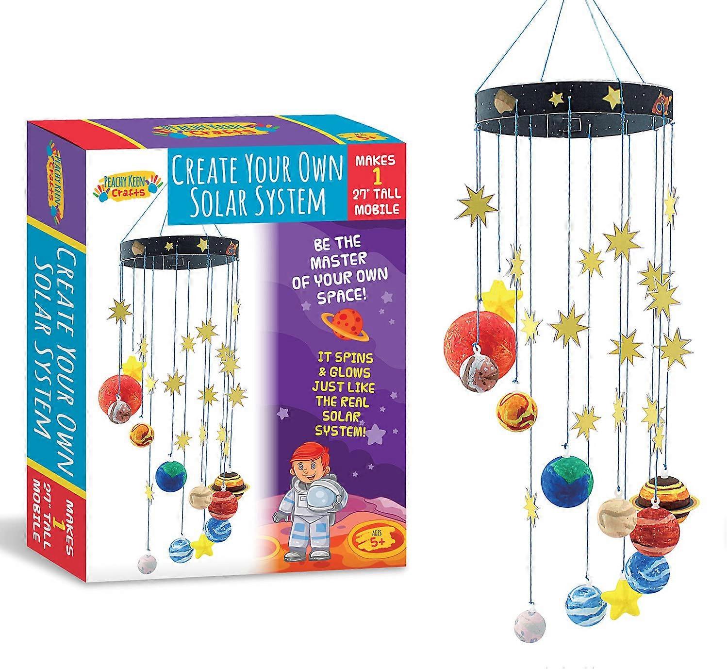 3D Solar System Model Kit with Paintable Foam Planets, Glow in the Dark, DIY Hanging Mobile