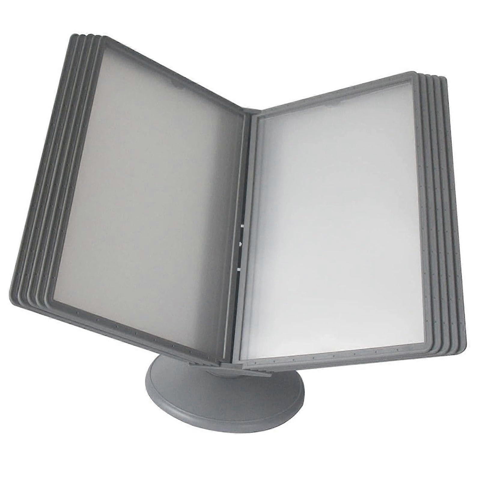 Desktop Reference Organizer with 10Sleeve Rotating Display Rack, Quick Document Access, Adjustable for Office Desk