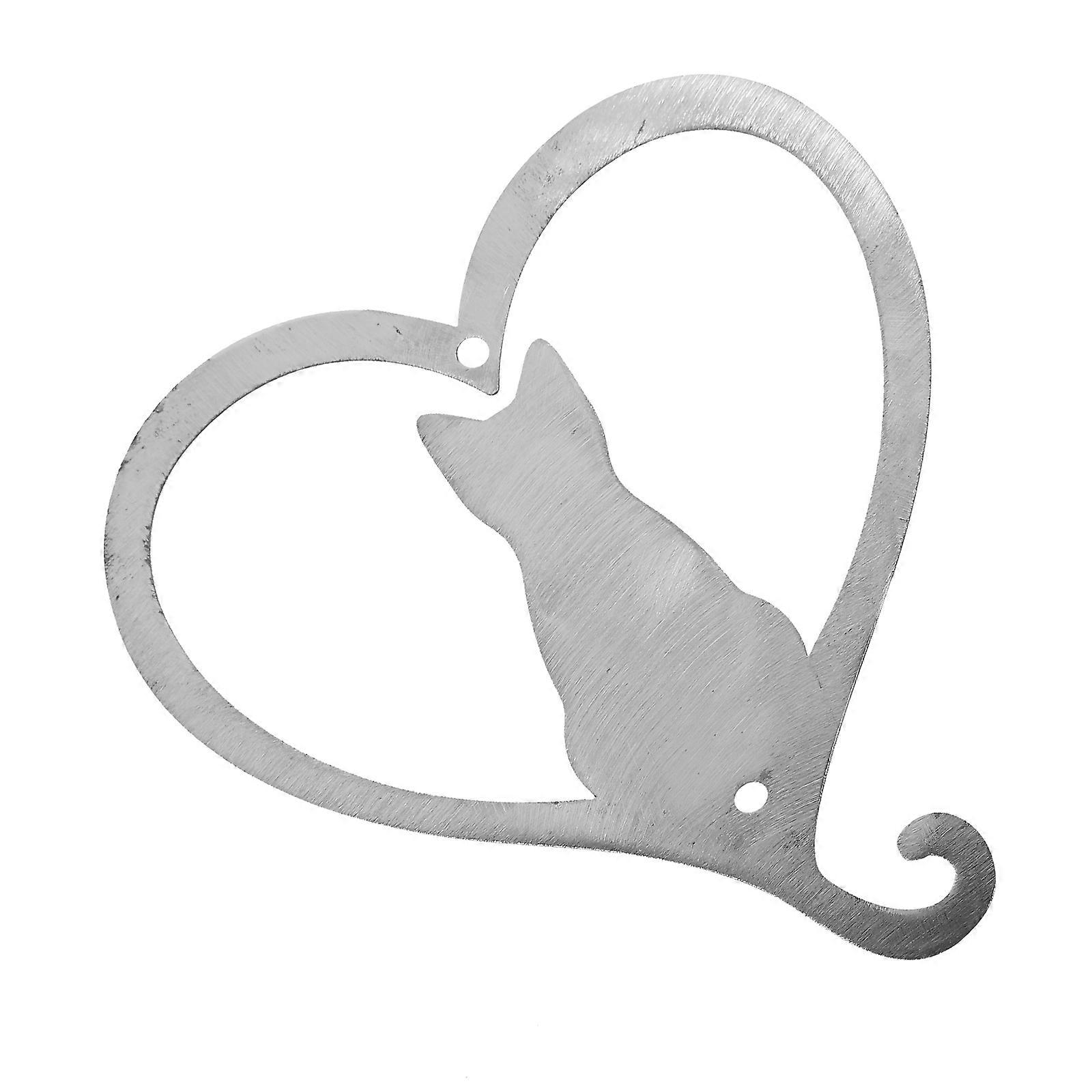 Heart Shape Cat Pendant for Decoration with Silver Iron Material