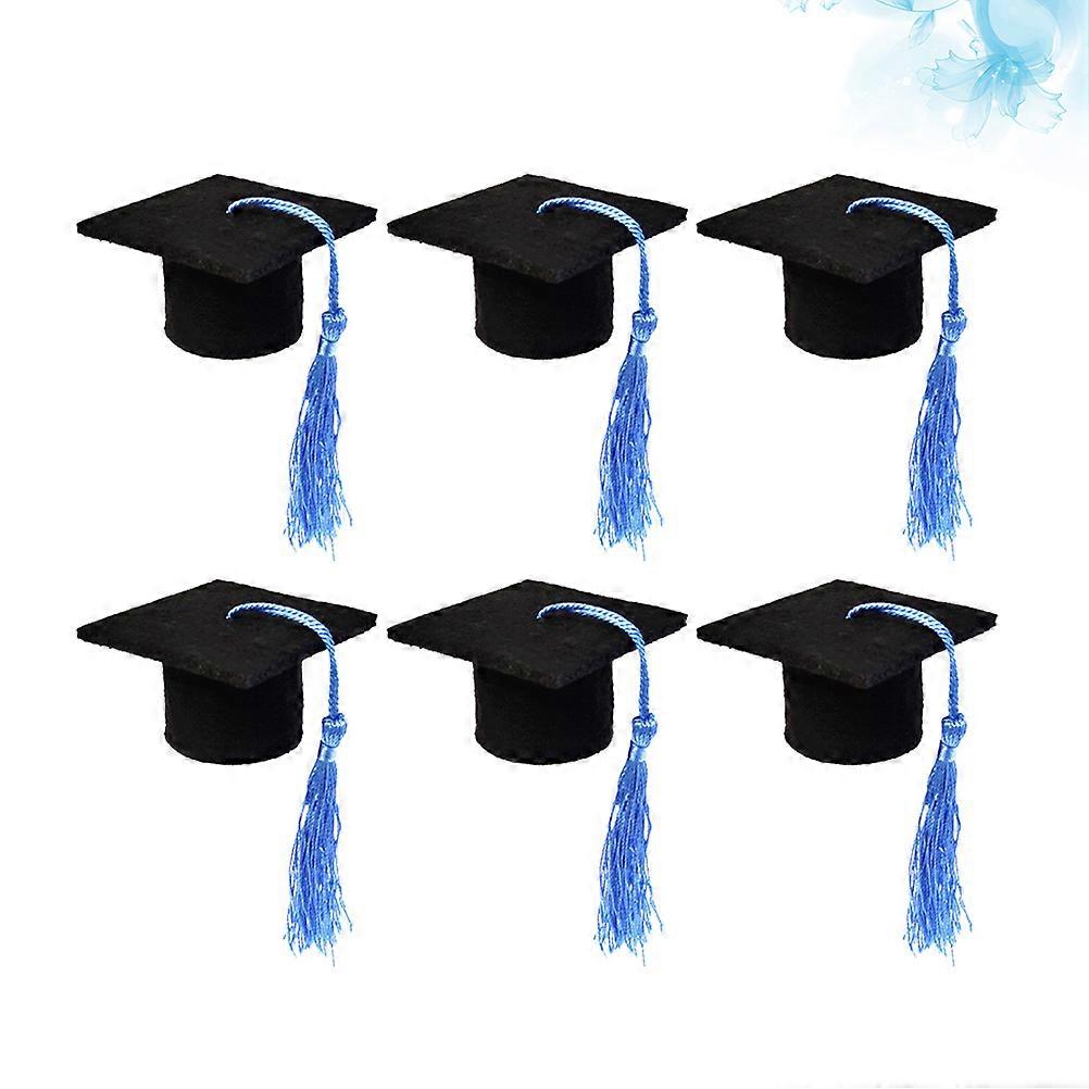 Mini Doctoral Cap Cover for Graduation Party 6Pcs Light Blue