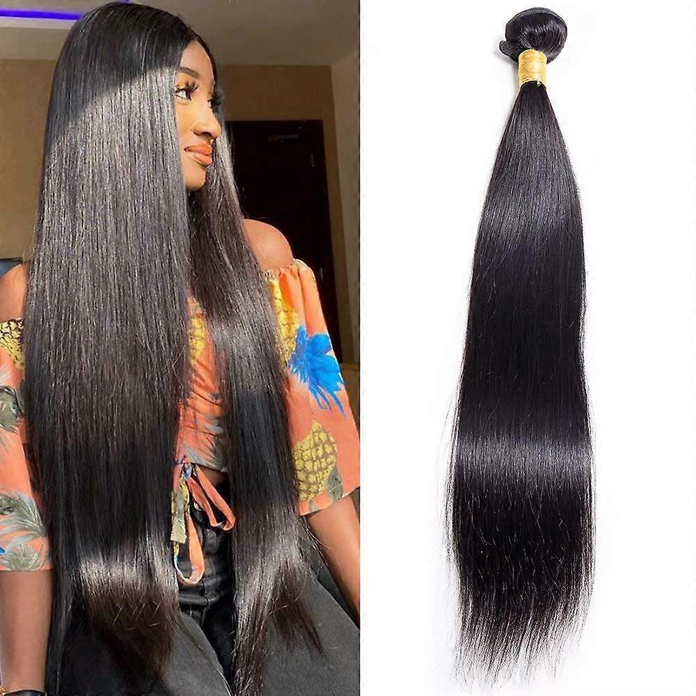 Cabelo humano brasileiro em mechas de 66 cm (26 polegadas), virgem, liso, preto natural, macio e com volume.