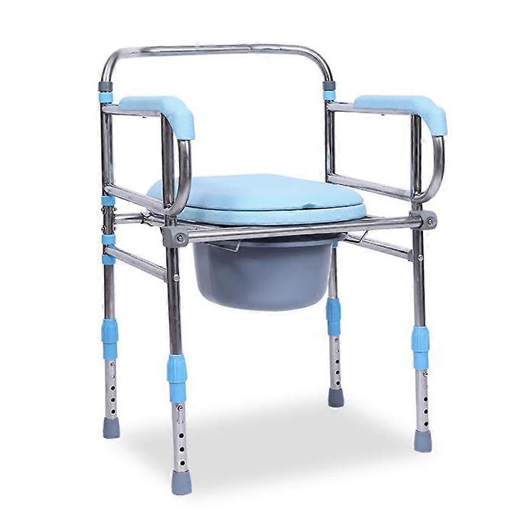 Adjustable Commode Chair with Extra Wide Seat, Foldable Shower Bench for Elderly and Disabled