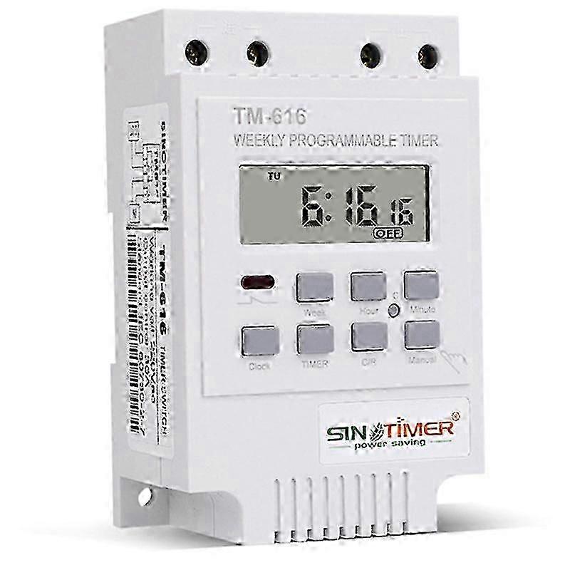 SINOTIMER TM616W-2 30A 220V Electronic Weekly Programmable Digital Time Switch Relay Timer Control TEdition 0711